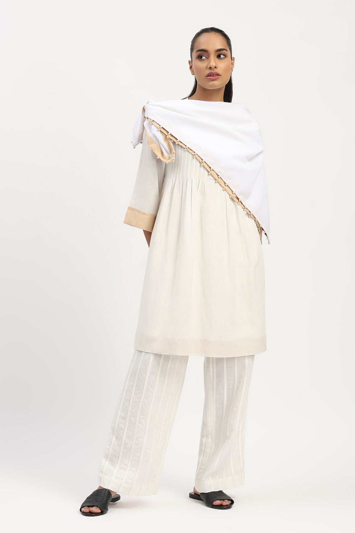Pleated Linen Dress