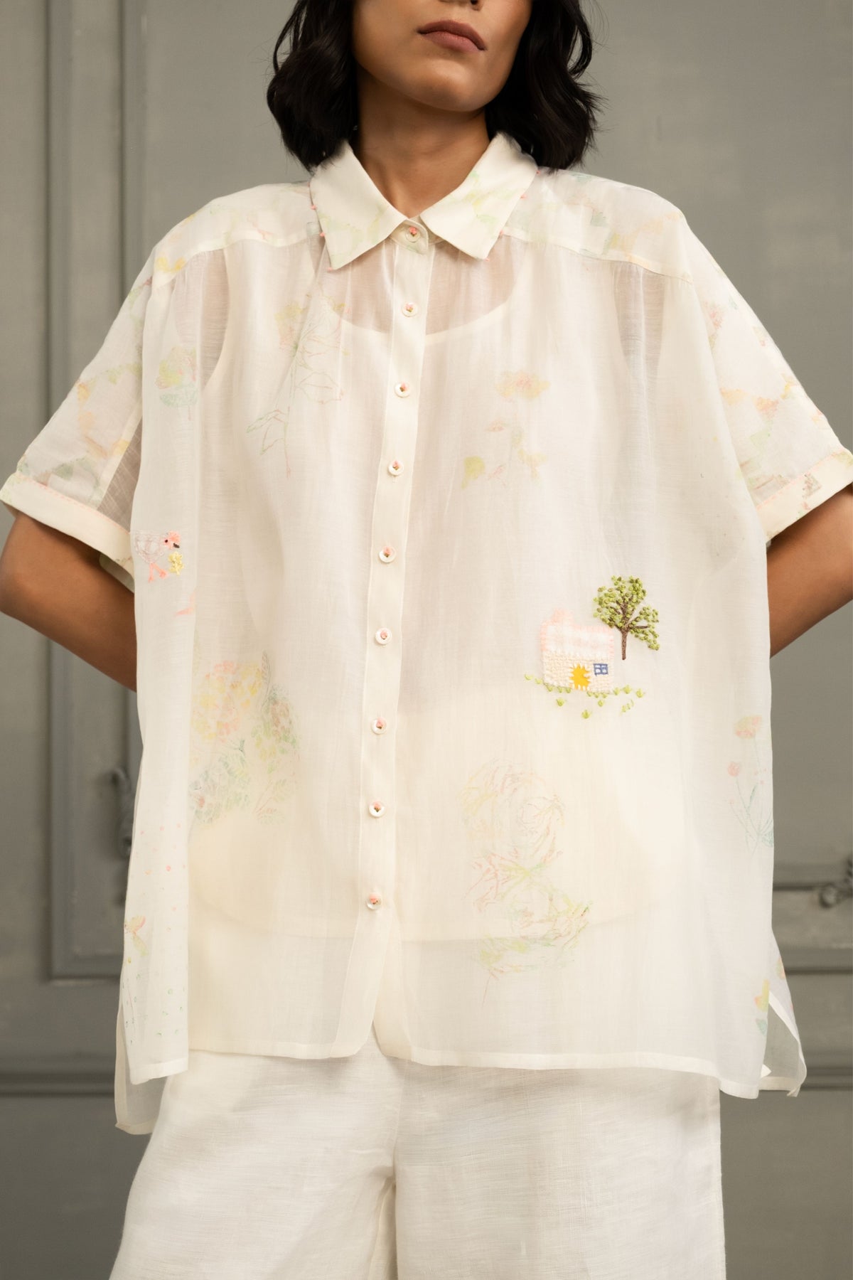 Ivory Chanderi Shirt Set