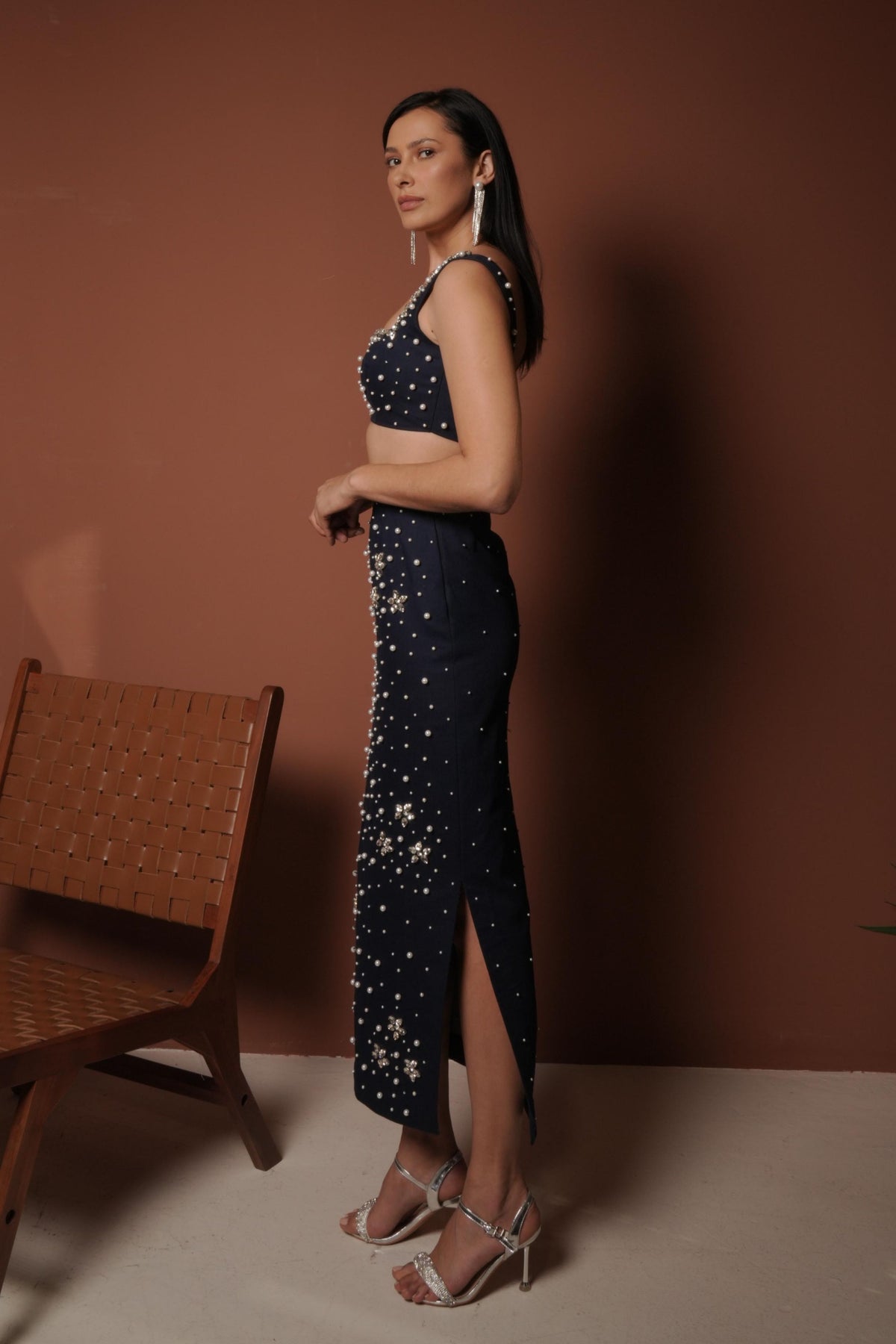 Embellished Tube Top And Skirt