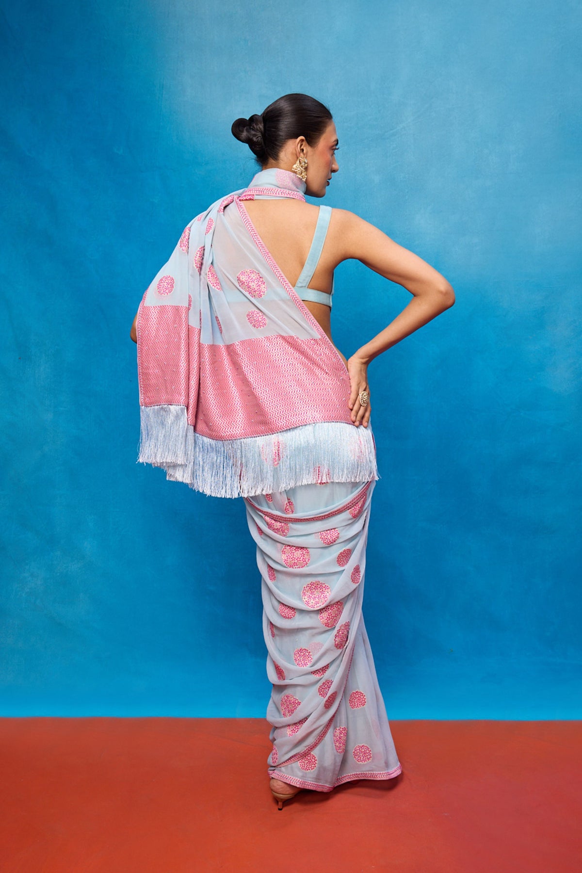 Handwoven Ice Blue Saree
