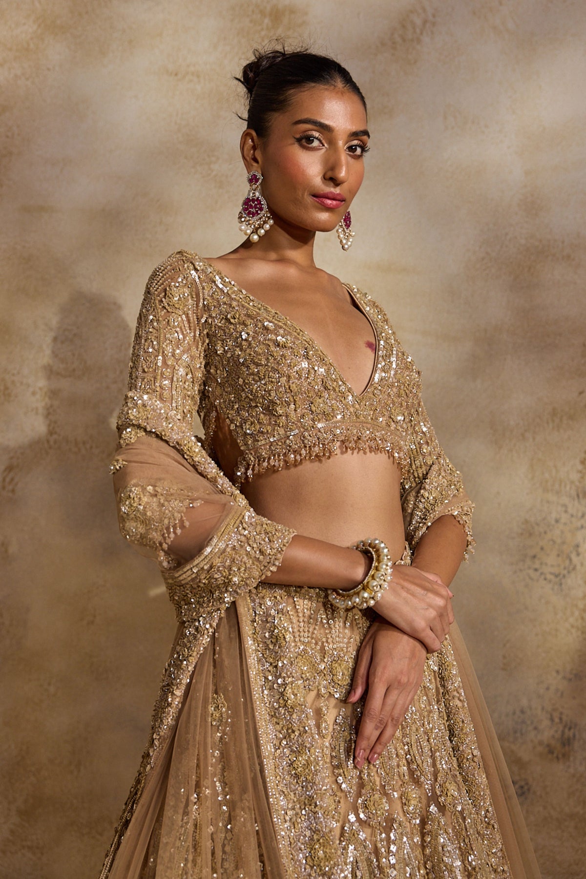 Champagne  Gold Lehenga Set