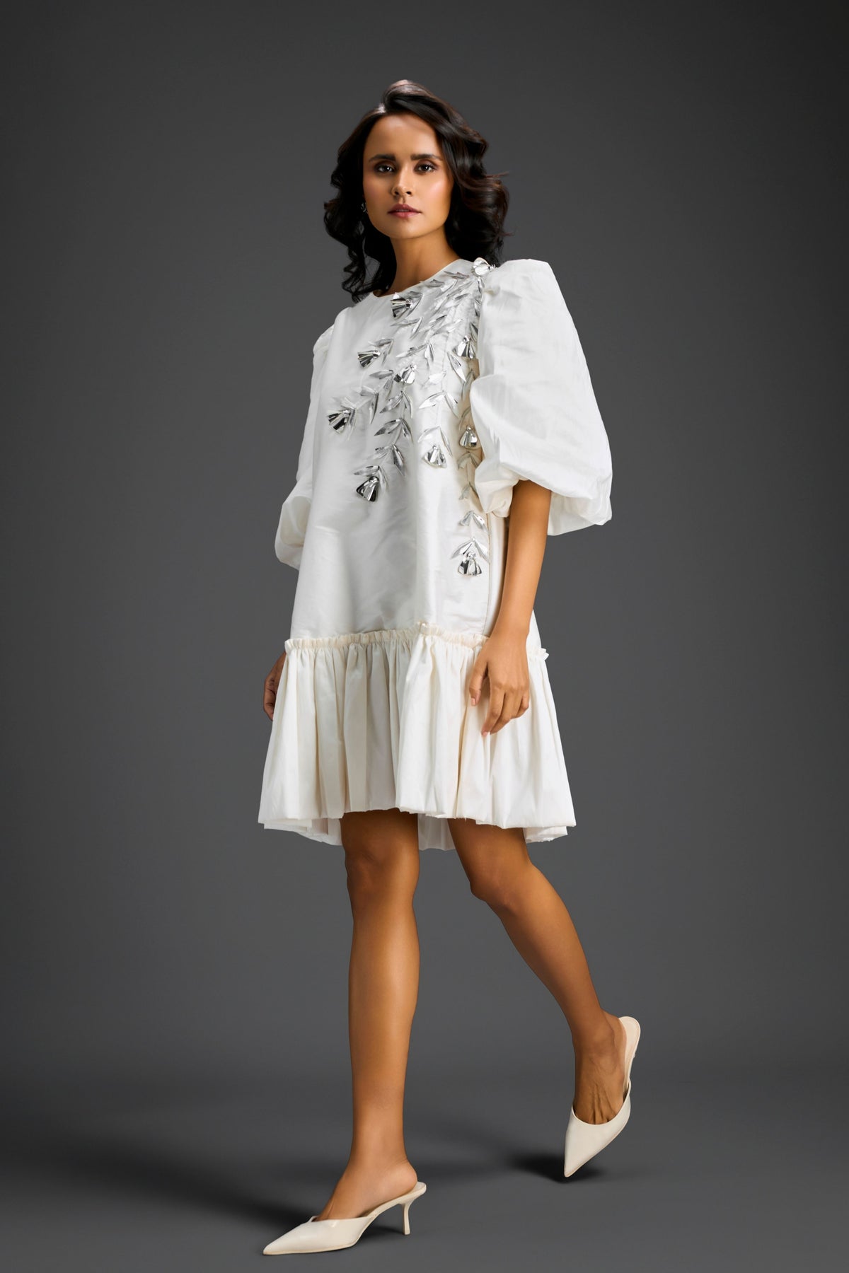 White Floral Embroidery Dress