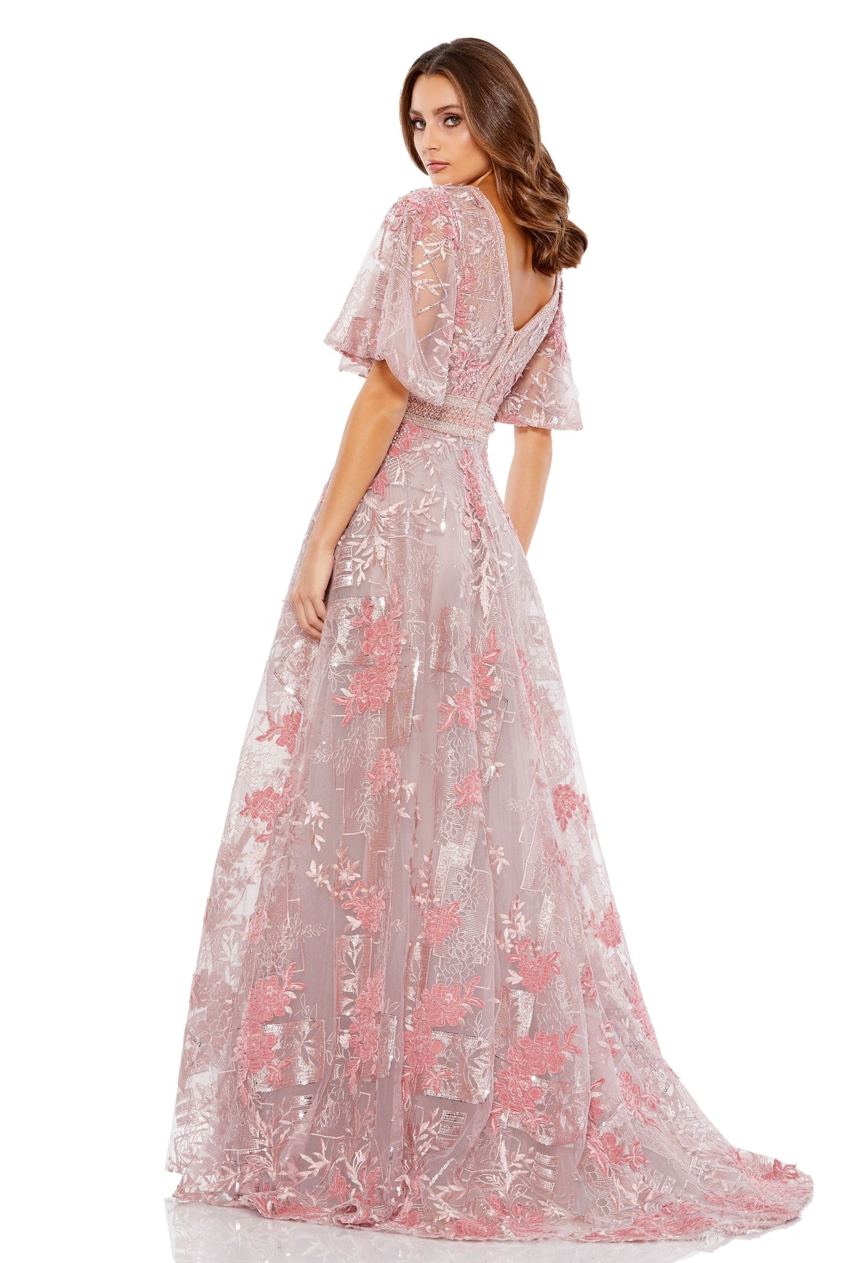 Short Flounce Sleeve Gown