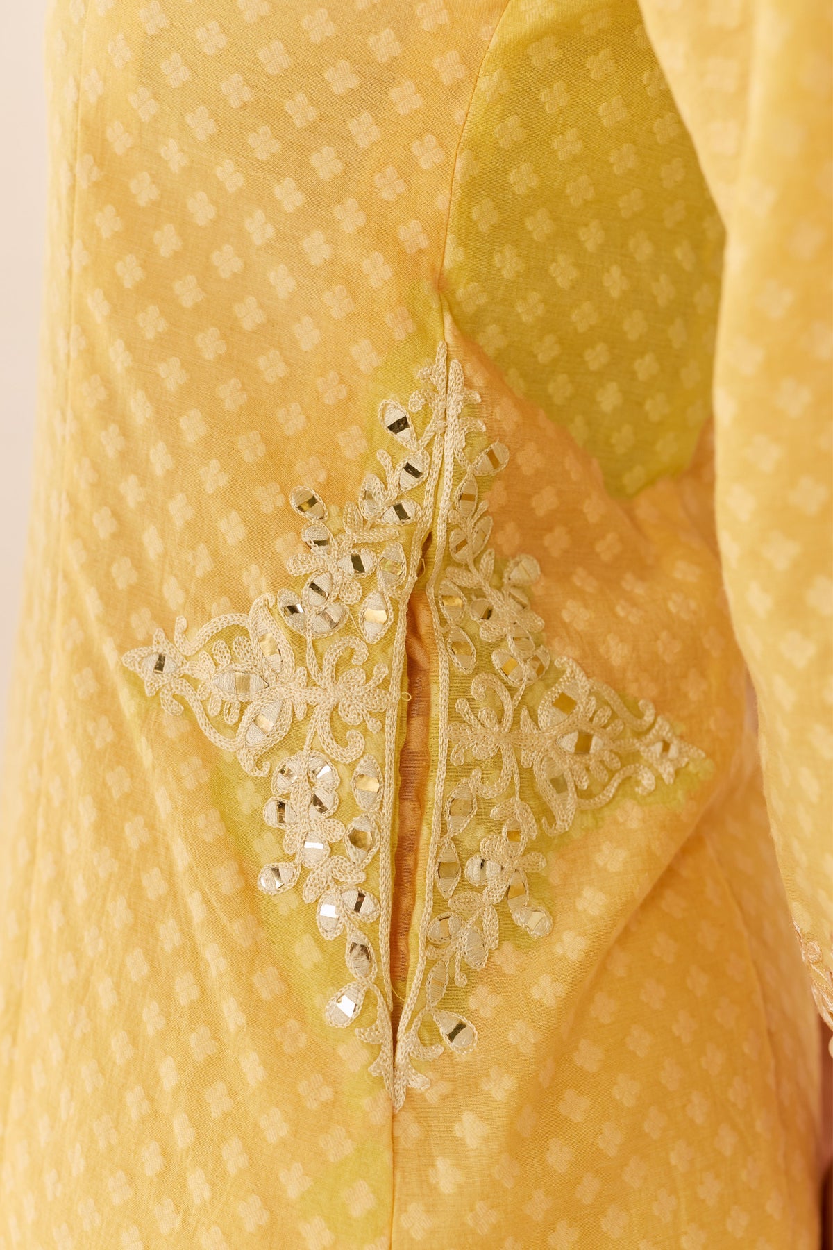 Reem Lemon Yellow Short Choga Set