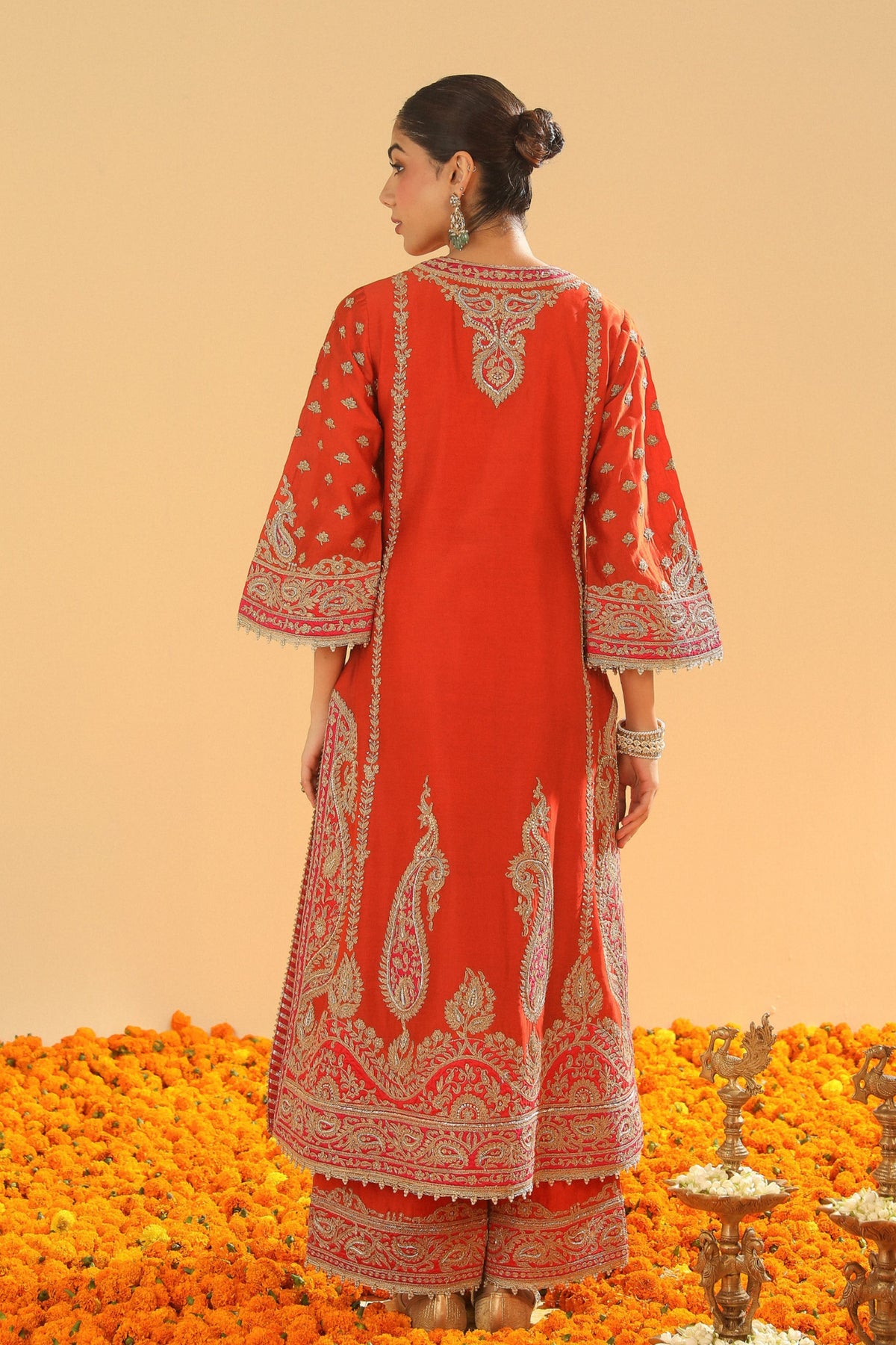 Burnt Orange A-line Kurta Set