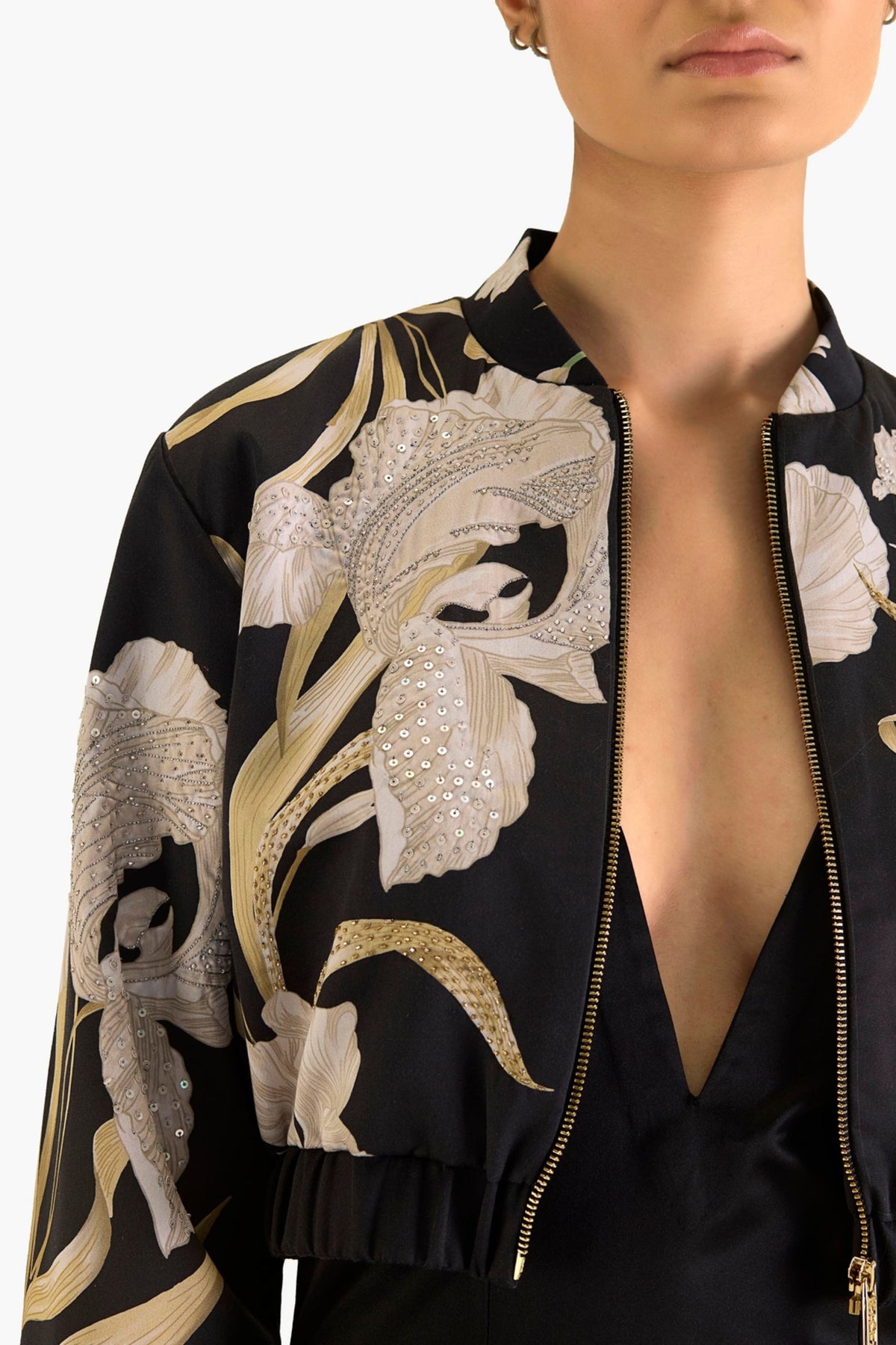 Iris Embroidered Bomber Jacket