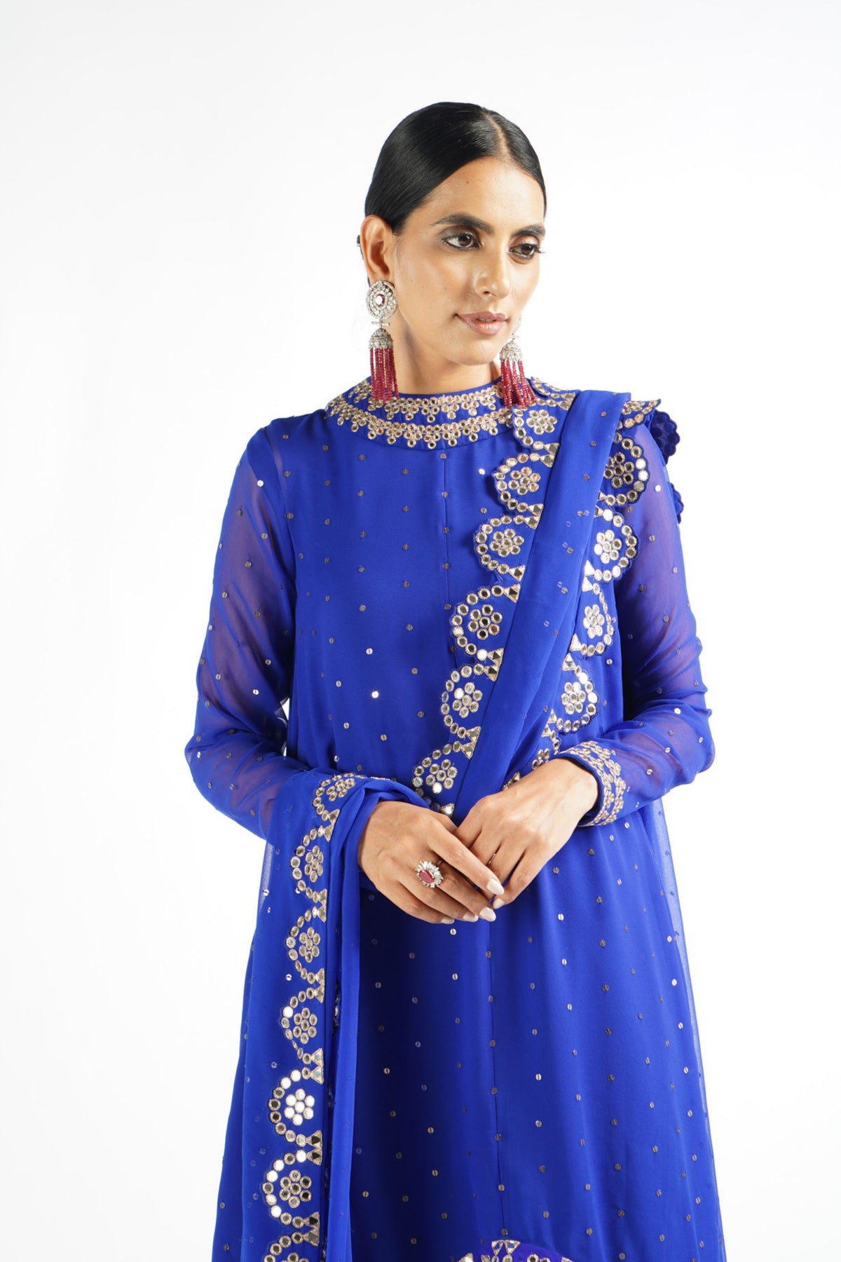Royal Blue Scallop Kurta Set
