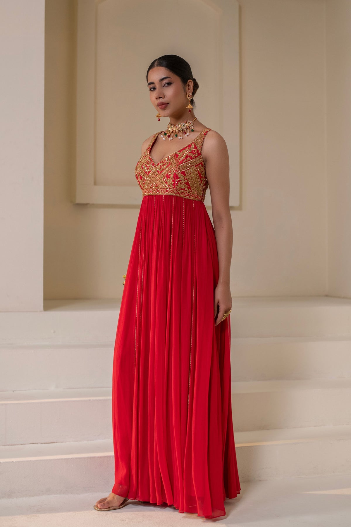 Crimson Red  Embellished  Anarkali
