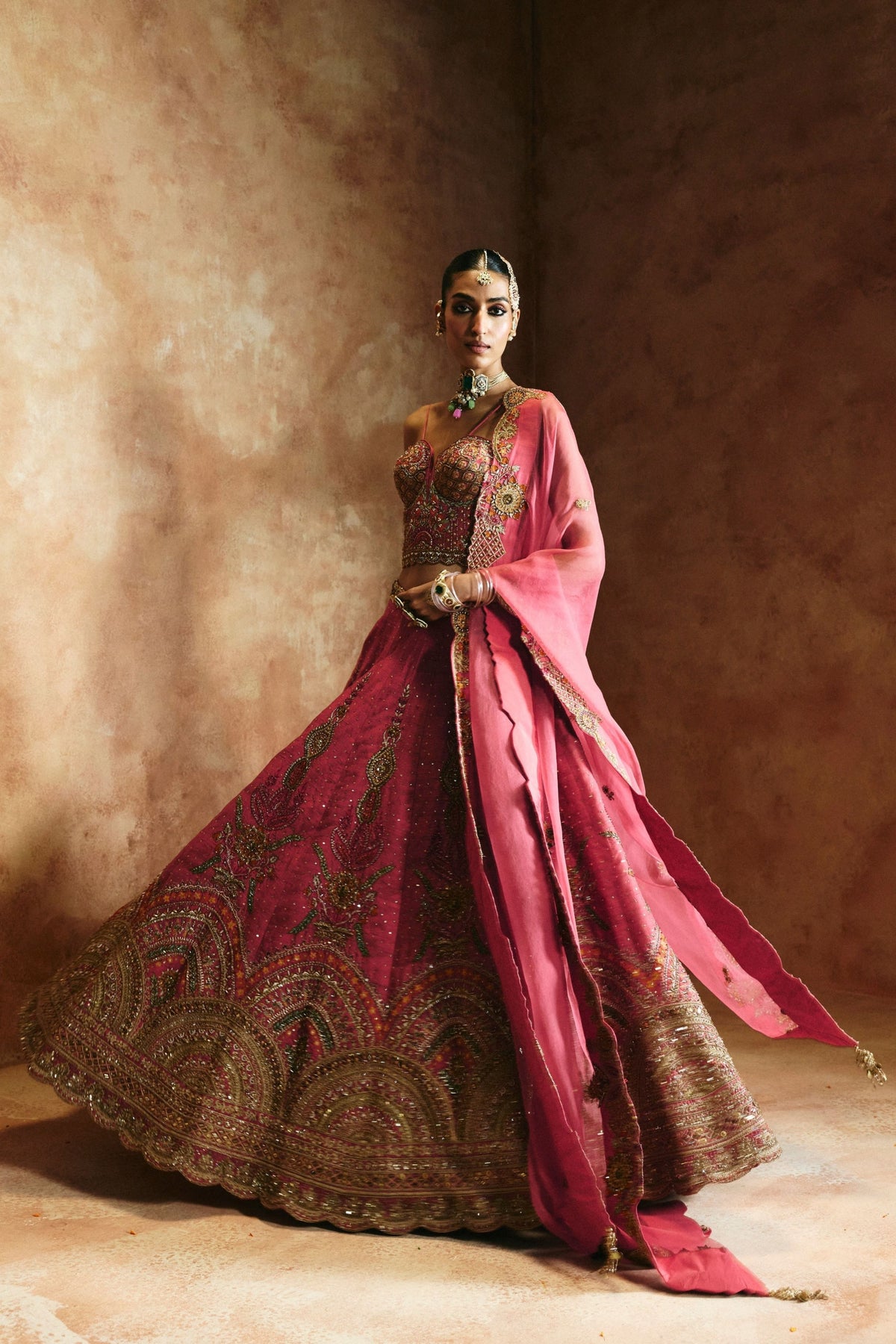 Carrot Zardozi Sindh Lehenga Set