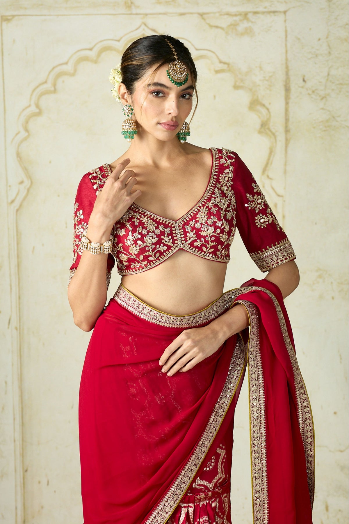 Red Ruqqayah Saree Set