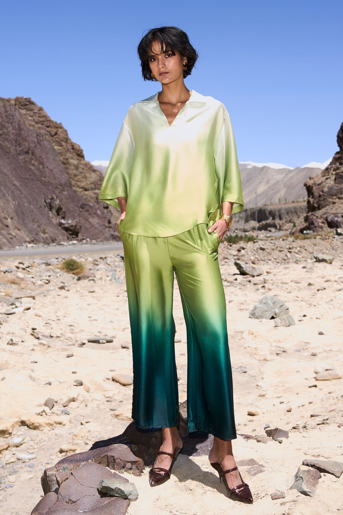 Ombré Satin Pant Set