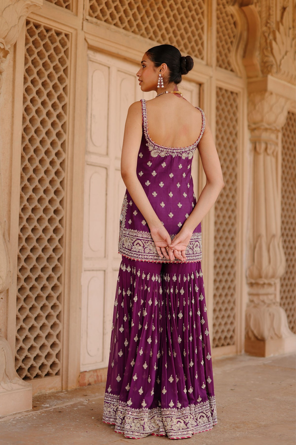 Shahbano Purple Sharara Set