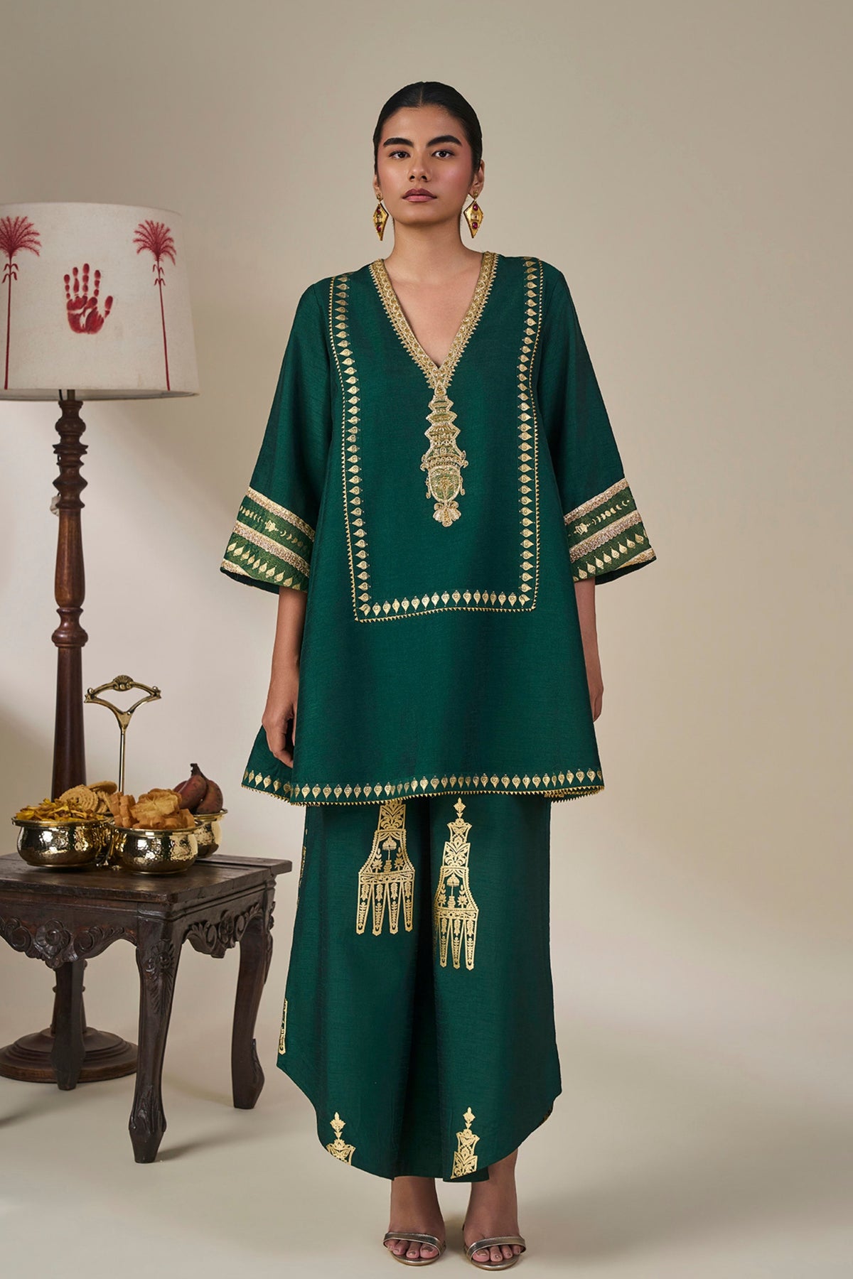 Green Kathakali Muse Tunic Set