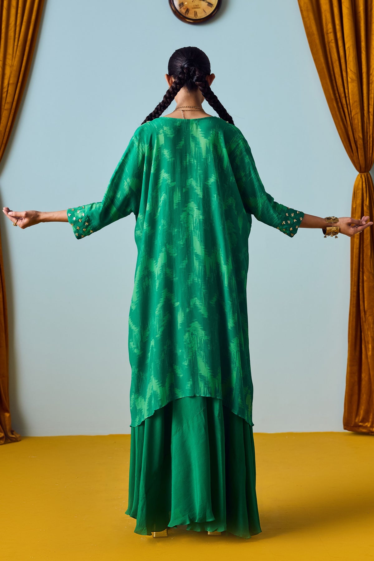 Maia Coral Green Kaftan Set