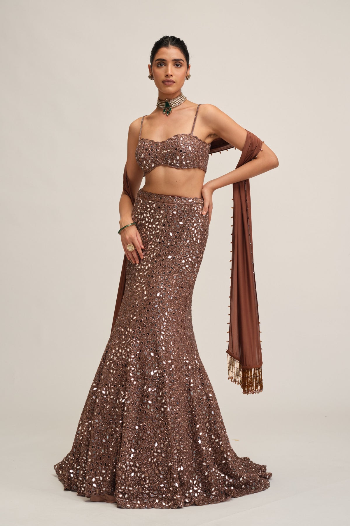 Beige Lehenga Set