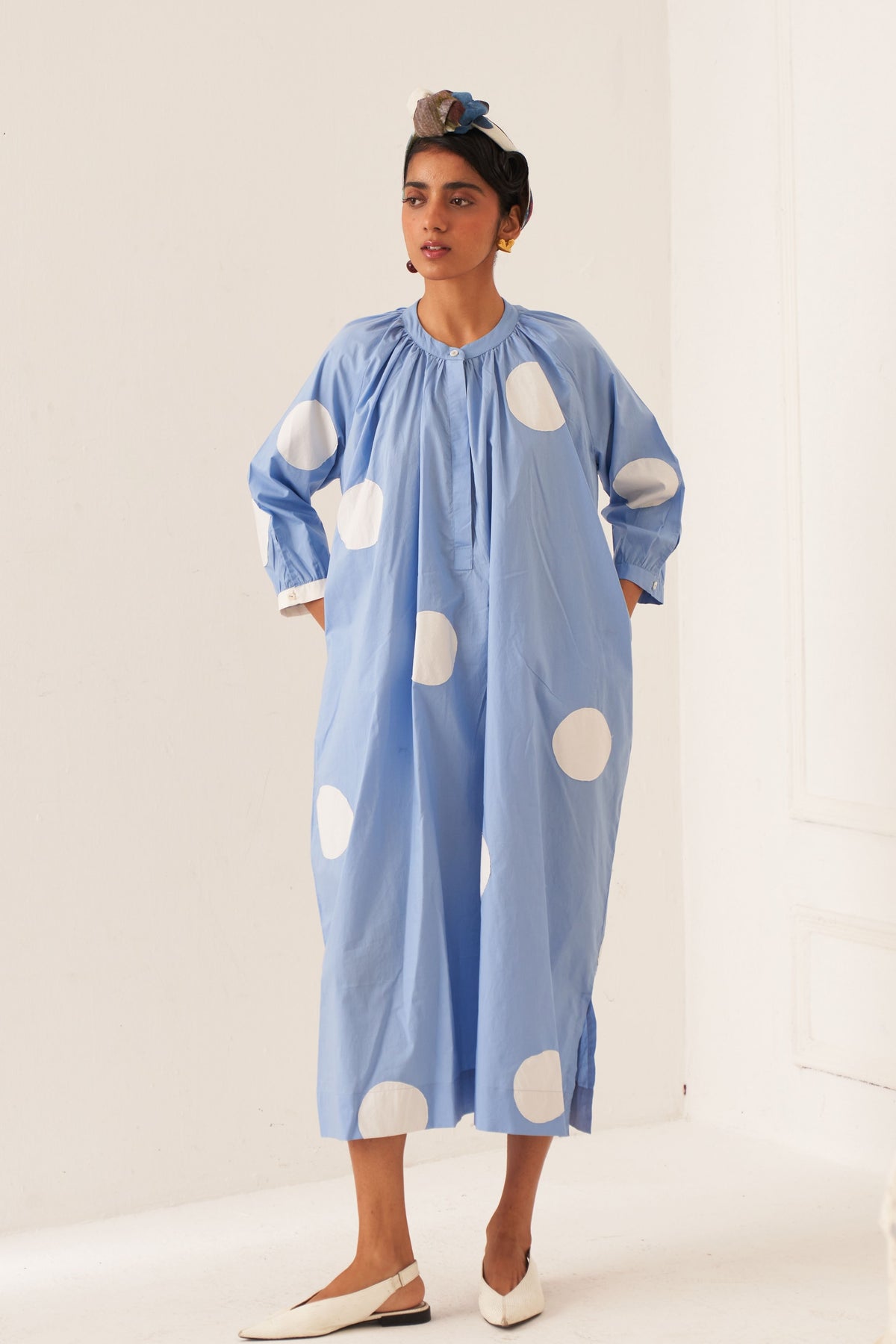 Luna Applique Gathered Dress