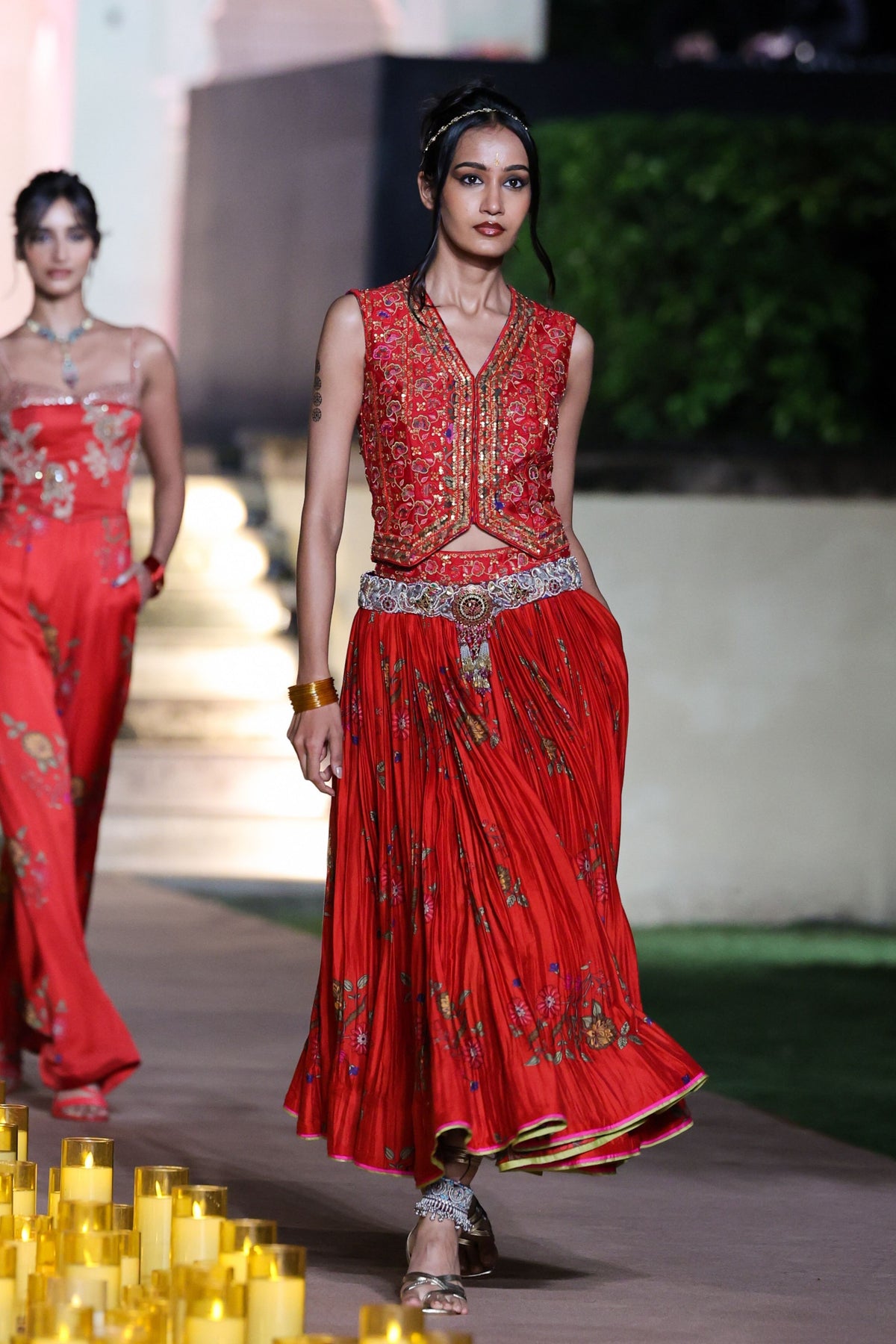 Amer Surkh Laal Lehenga Set