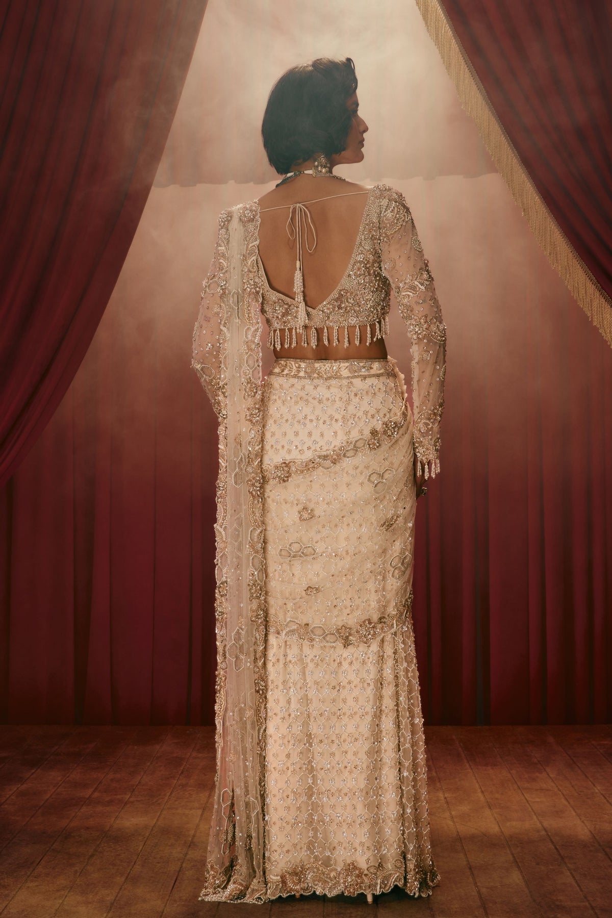Eleanor Ivory Draped Saree Set