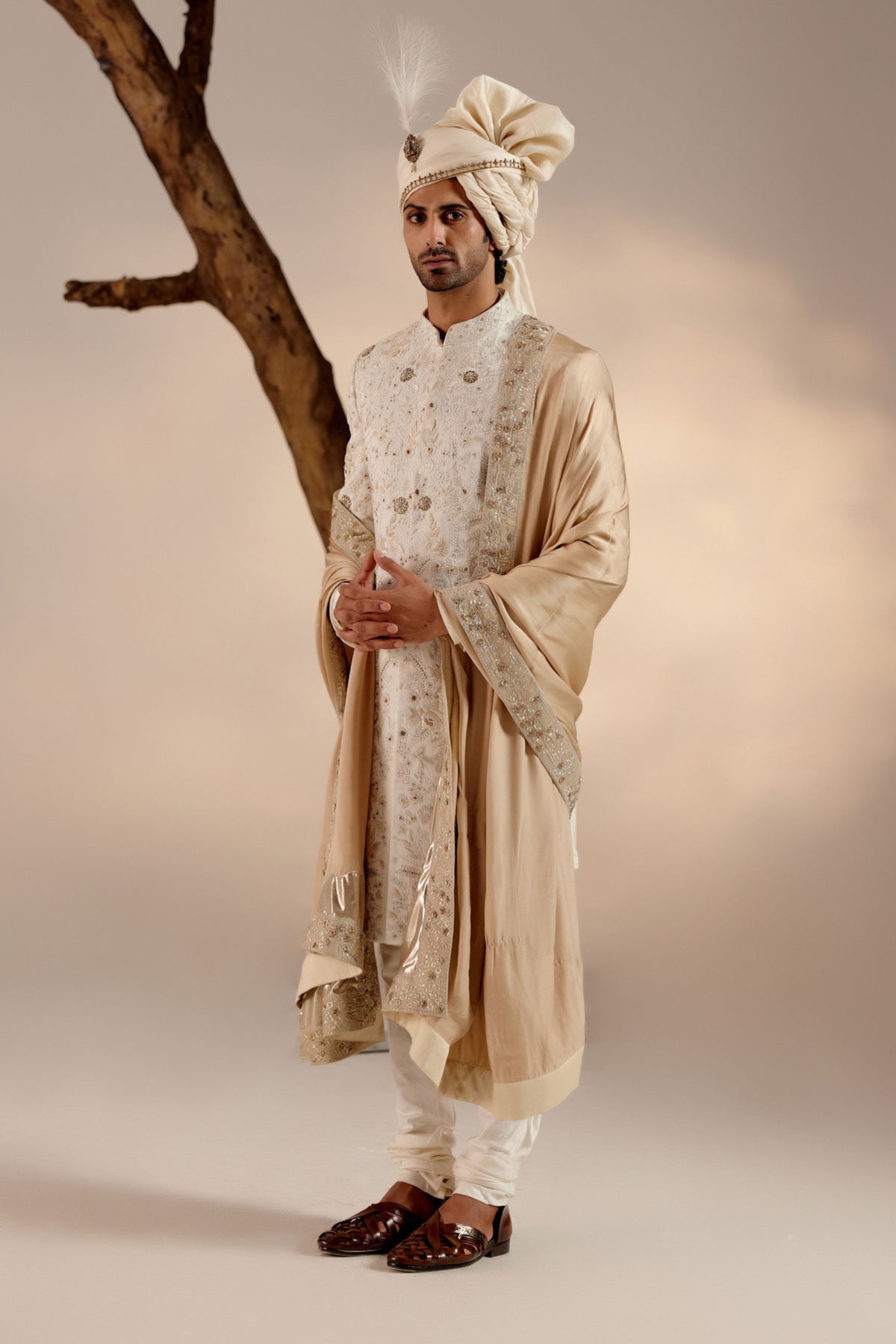 Ivory &amp; Gold Sherwani Set