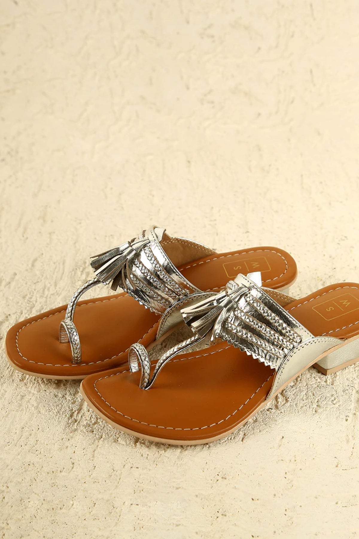 Chandni Silver Small Heel Sandals