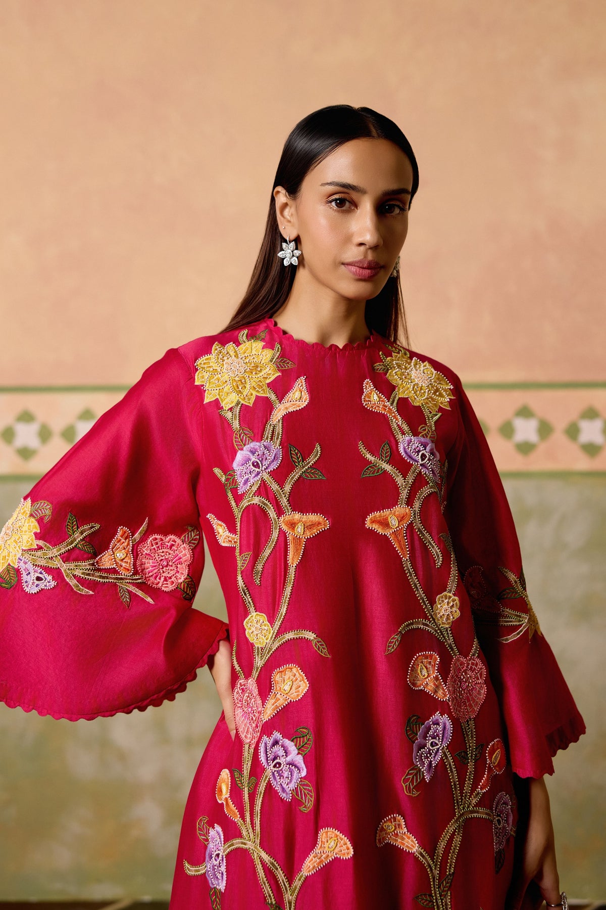 Fuchsia Mosaic Kurta With Pants