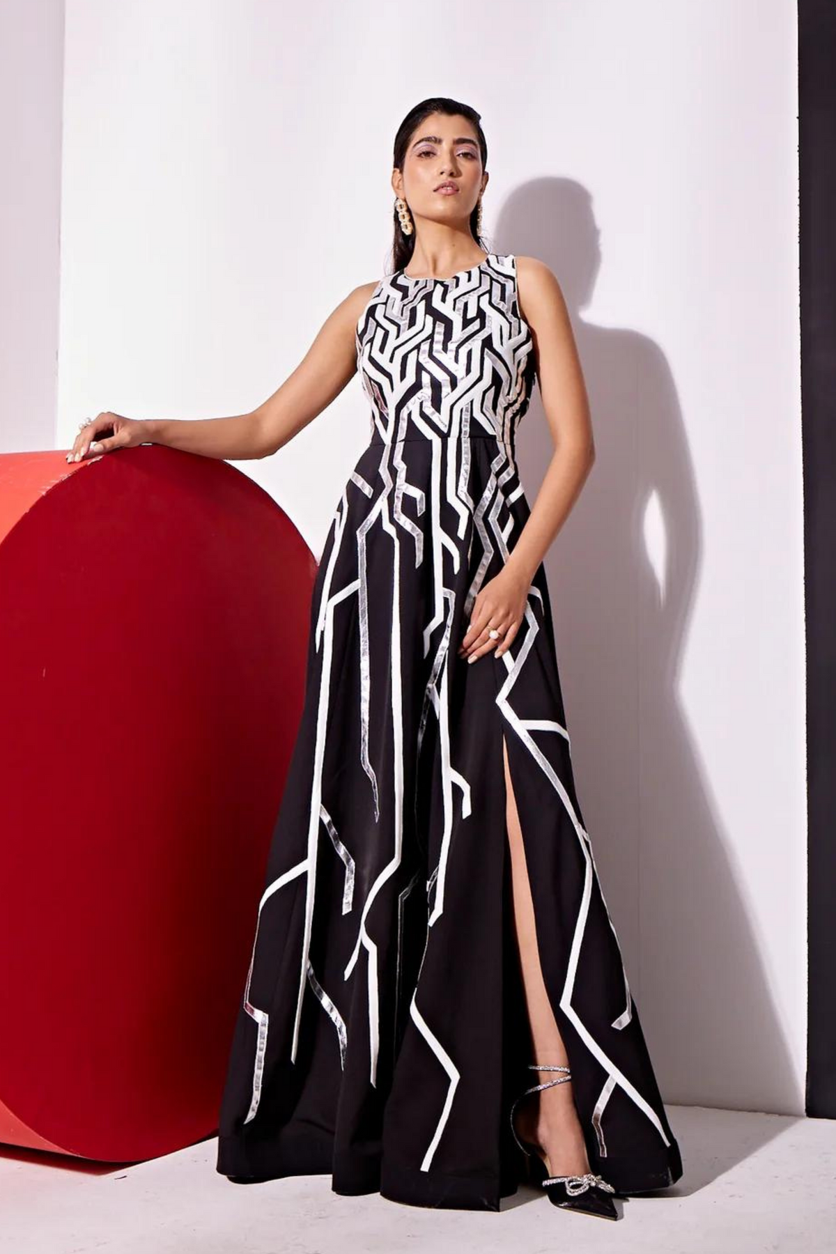 Halter-style Metallic Gown