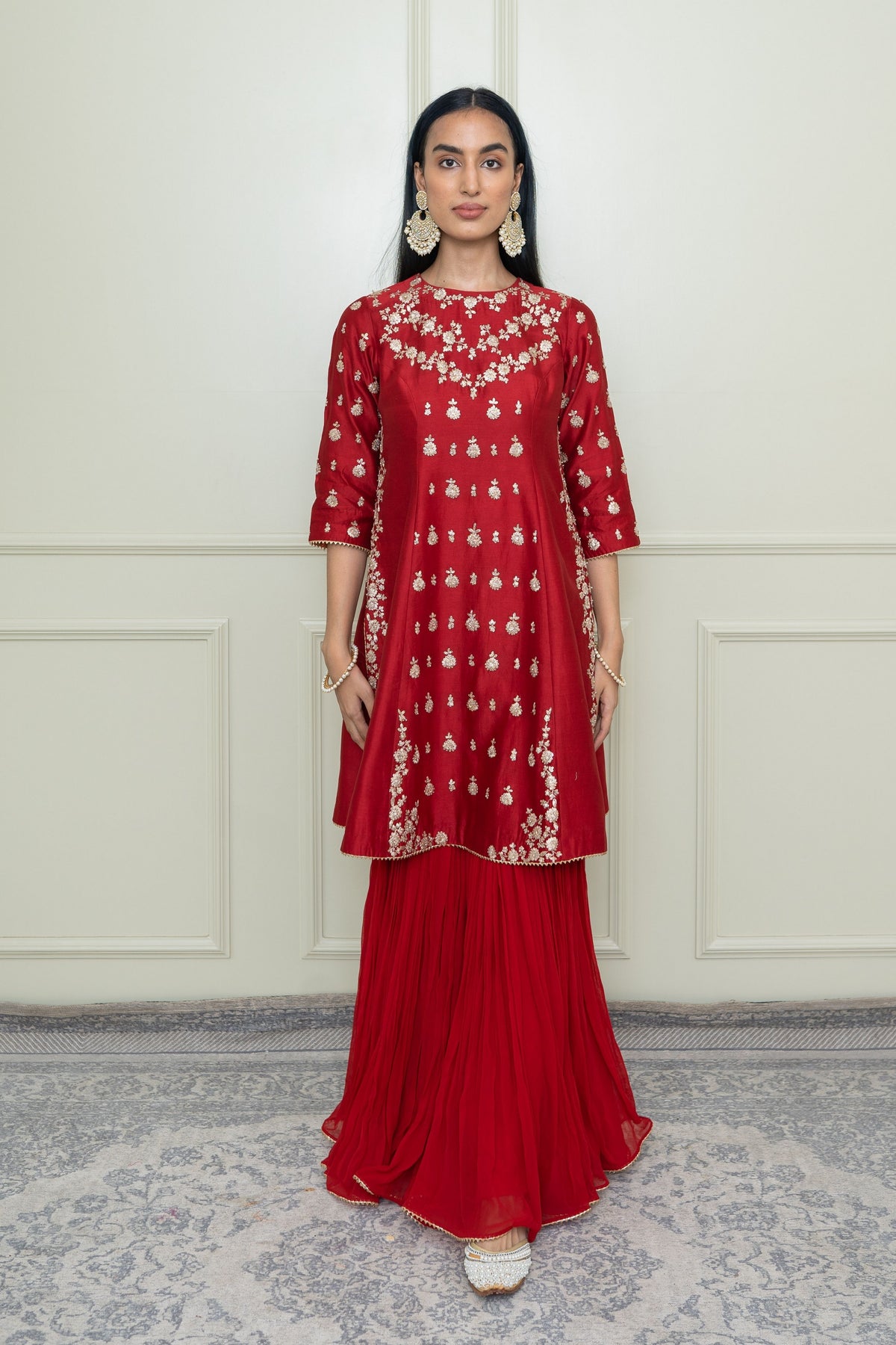 Scarlet red gharara set