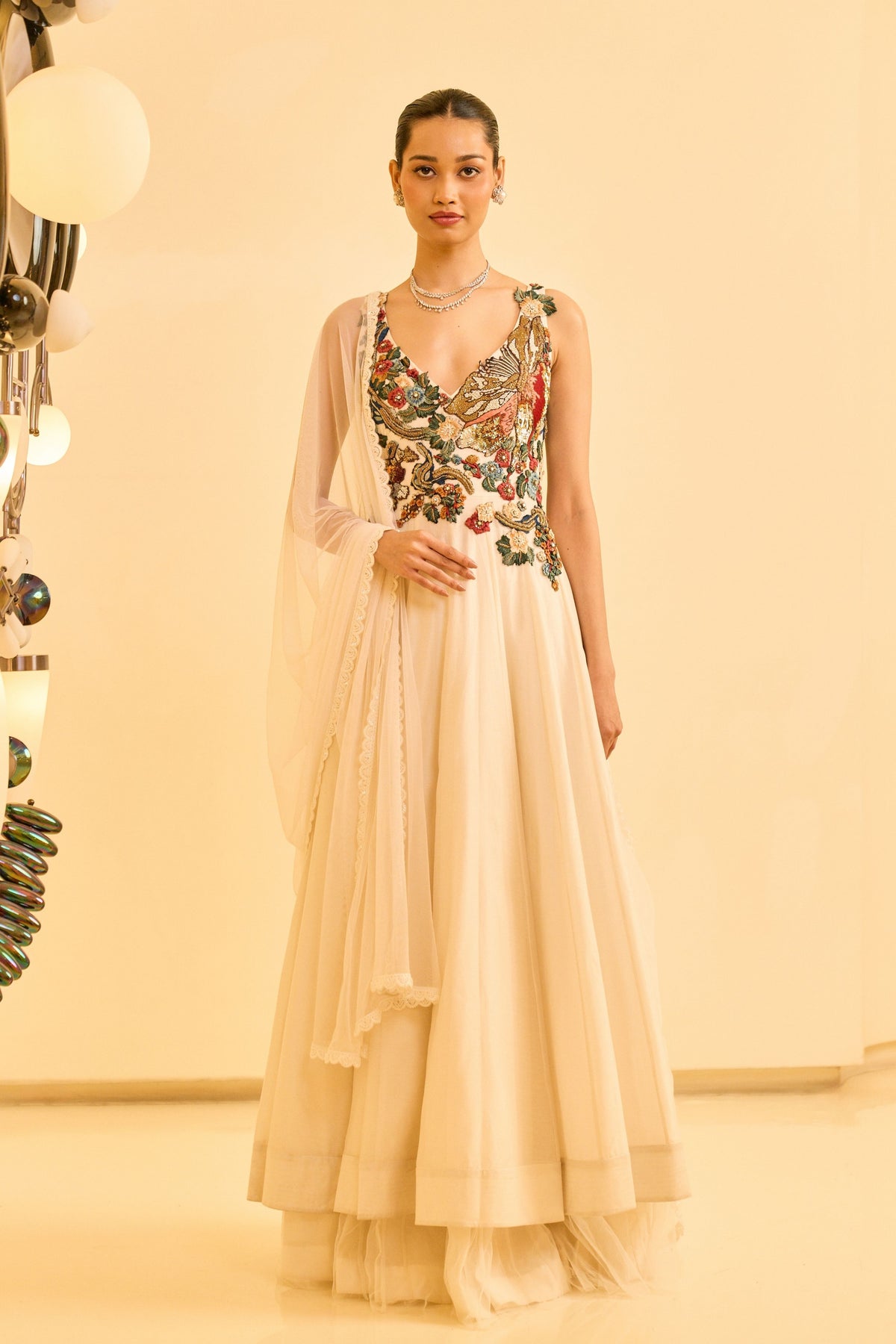 Ivory Bloom Anarkali Set
