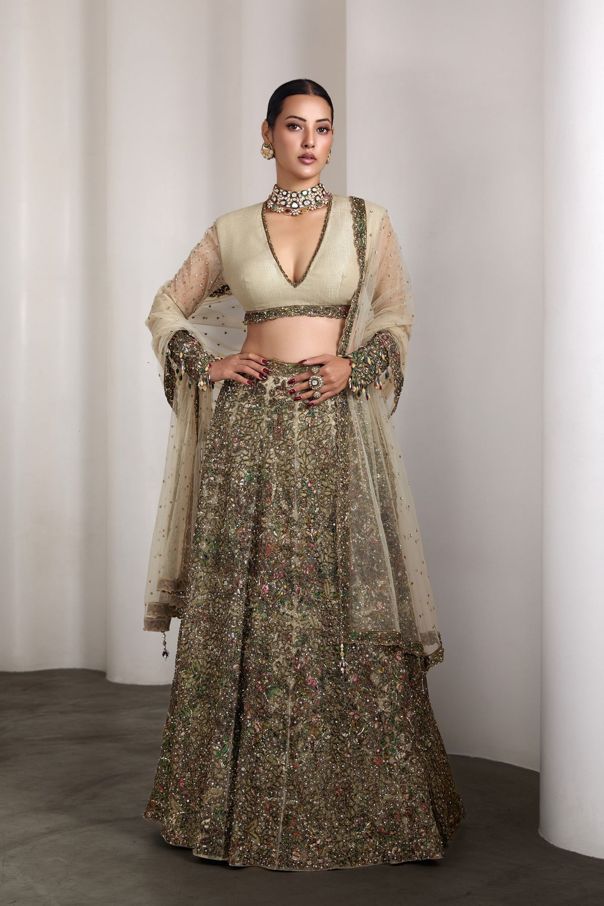 Ivory Patchwork Lehenga Set