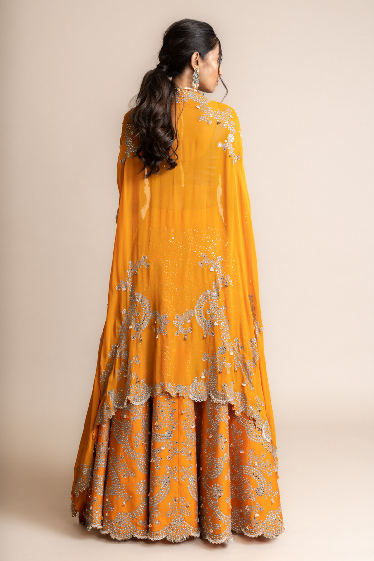 Orange Embroidered Lehenga Set