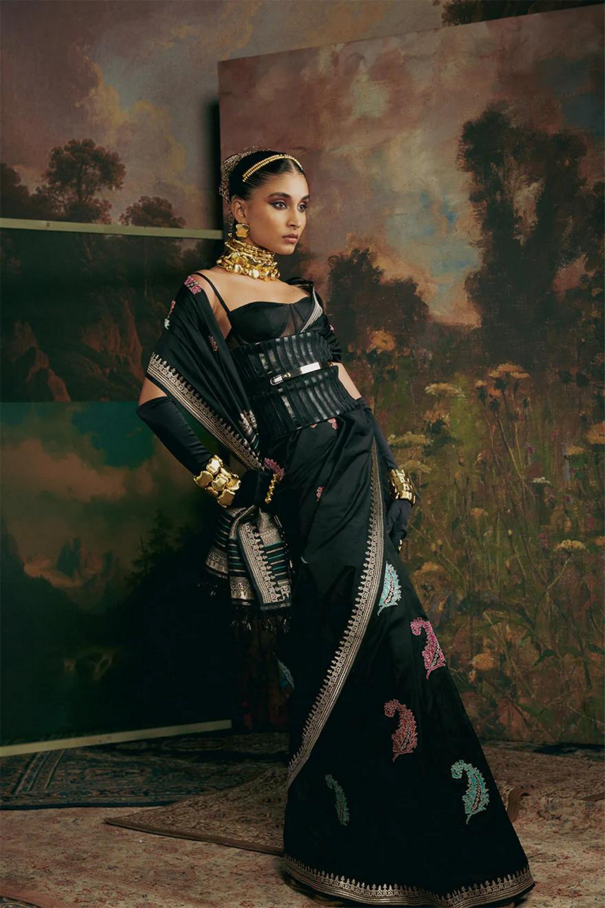 Handwoven Black Silk Saree