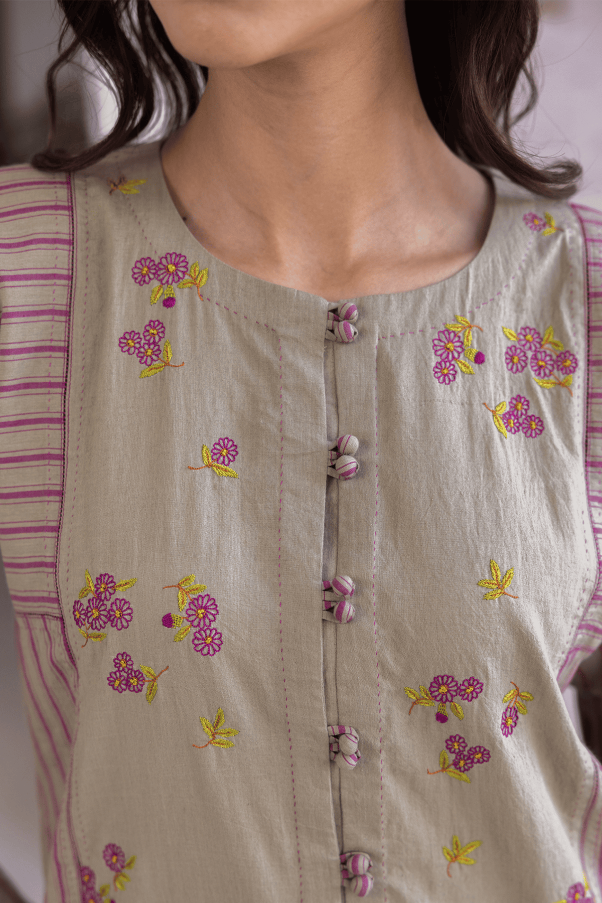 Tender Petals Clay Kurta Set