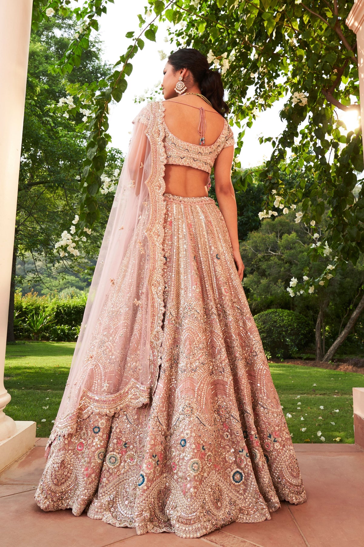 Coral Organza Lehenga Set