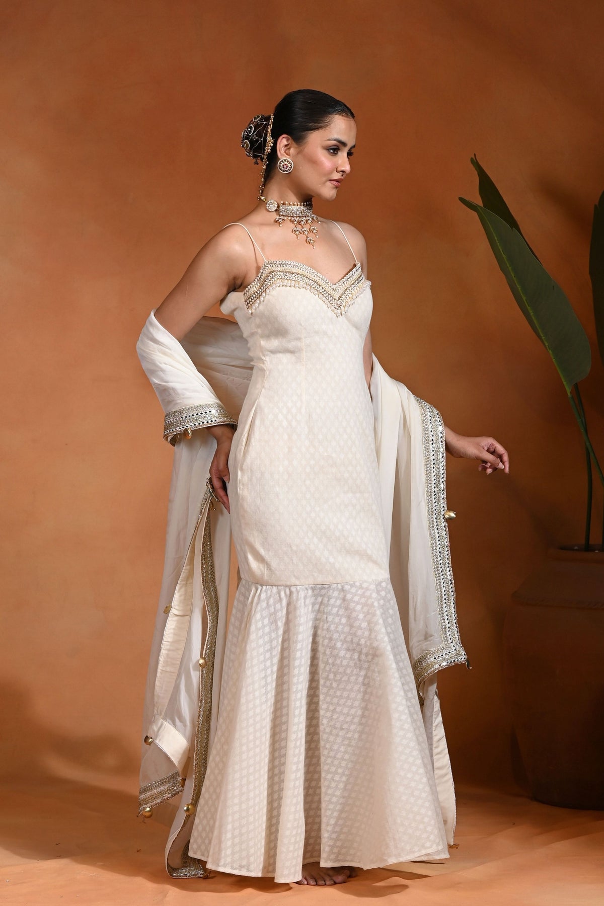 Ivory Gold Saaj Gown
