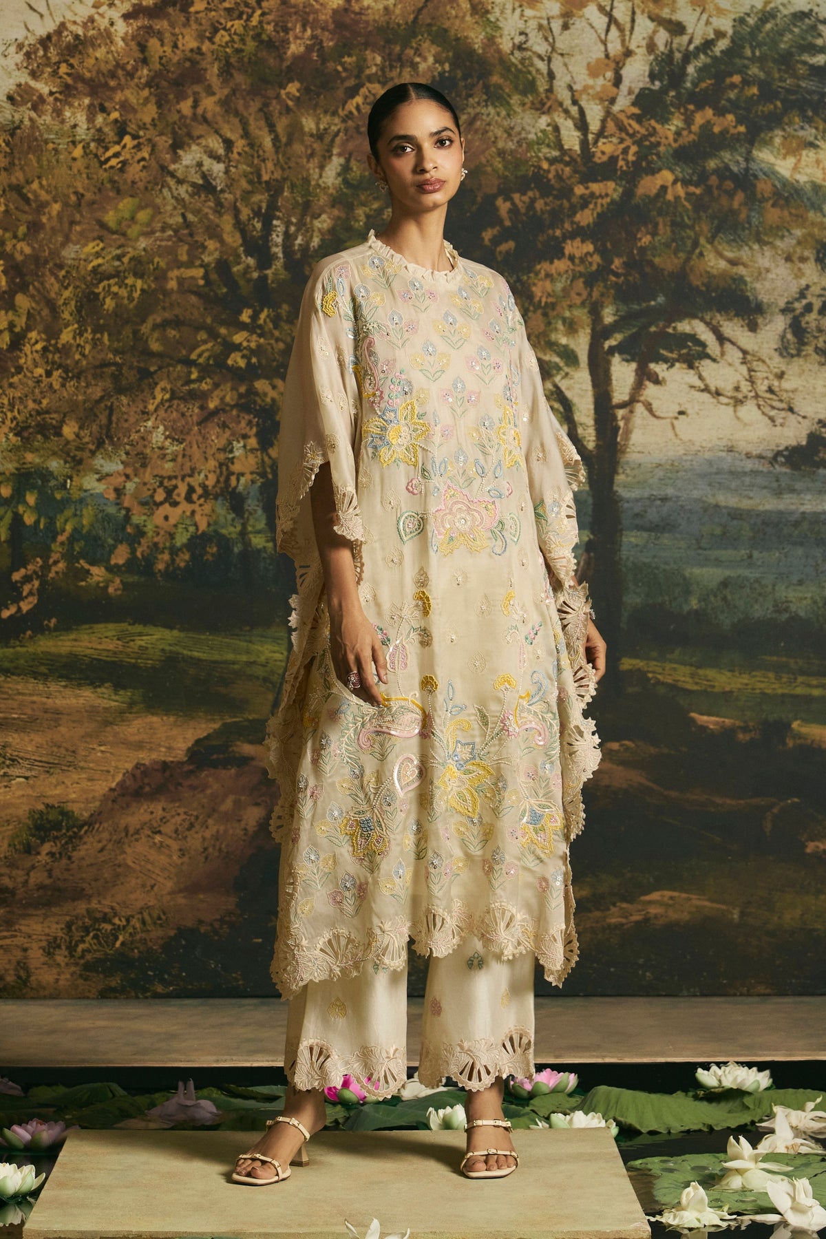 Ivory Silk Kaftan