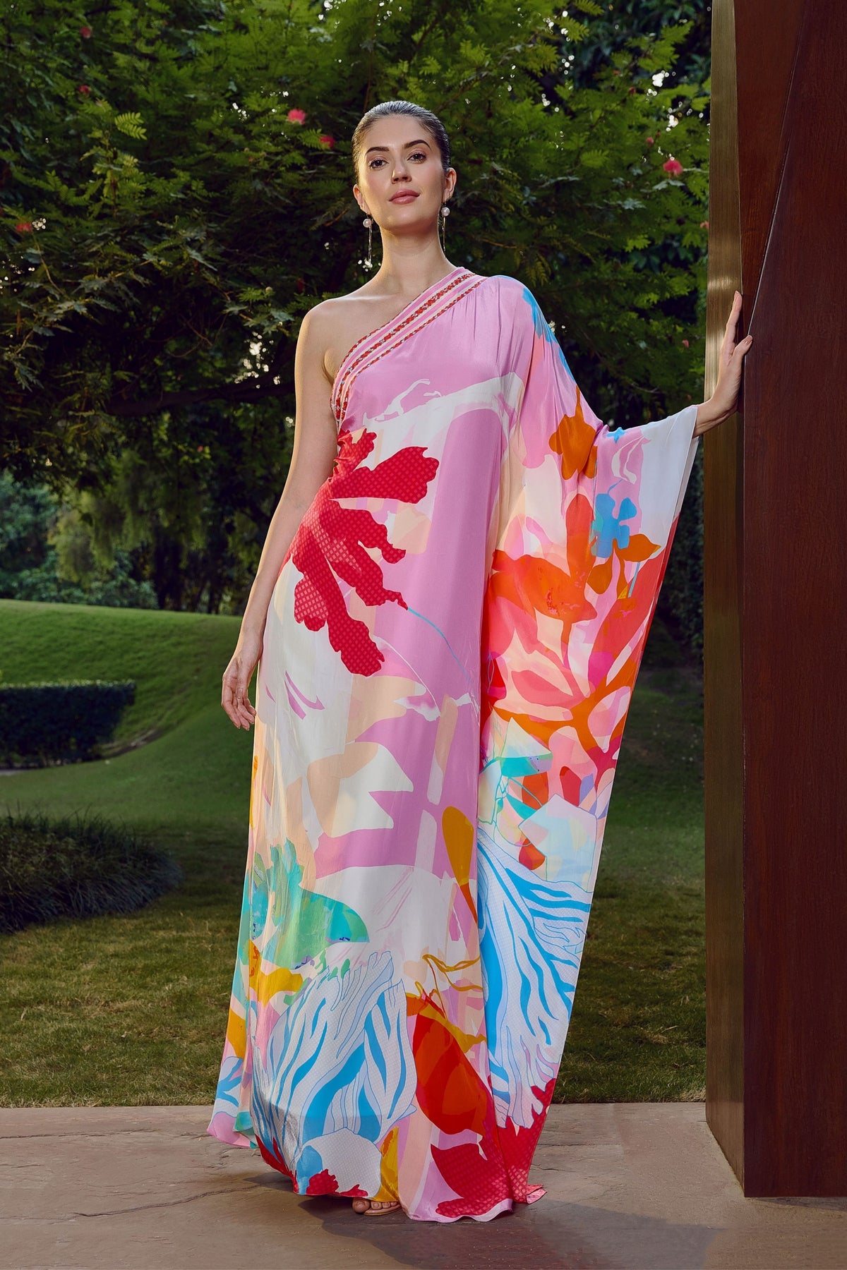 Paradise Hues One-shoulder Kaftan