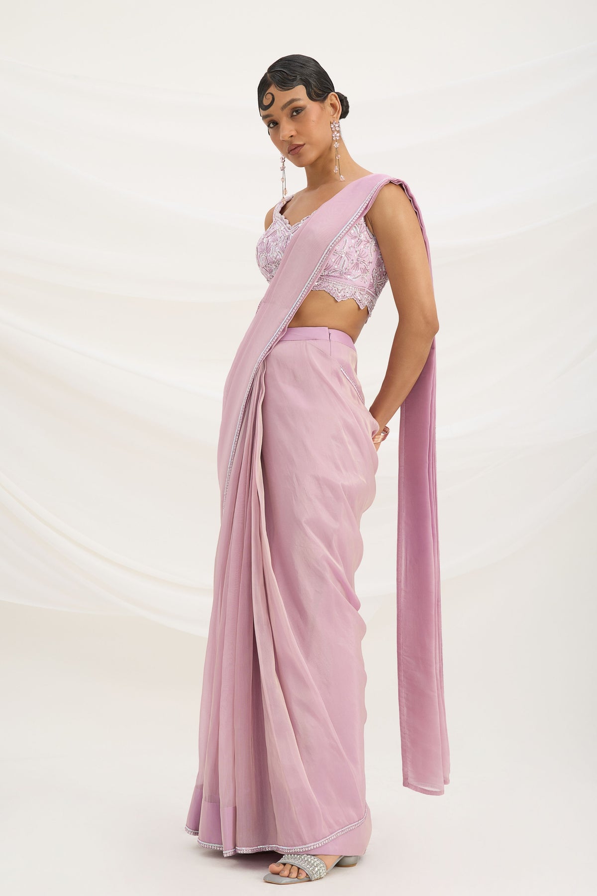 Lilac Drape Saree Set