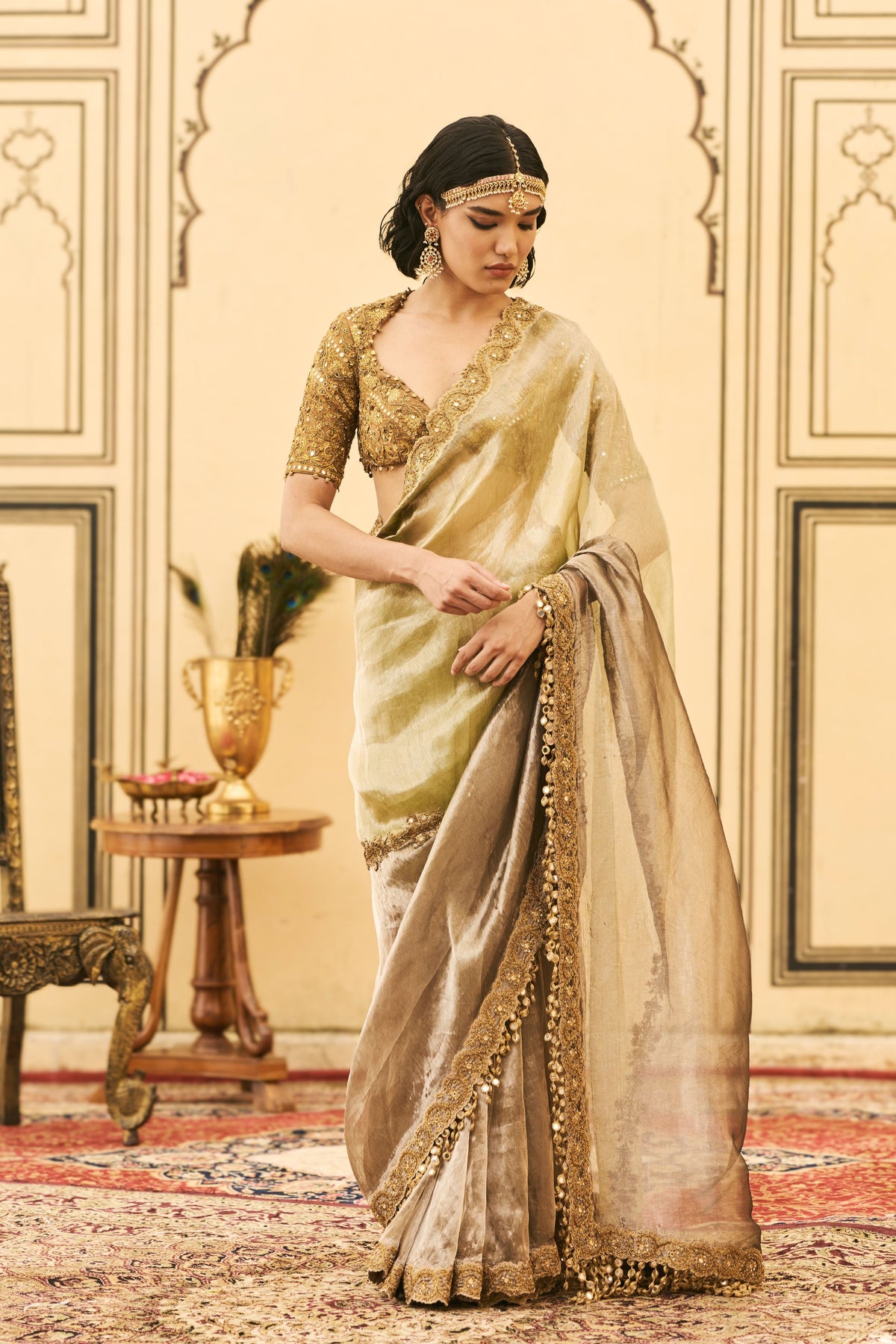 Shyama Zardosi Saree Set