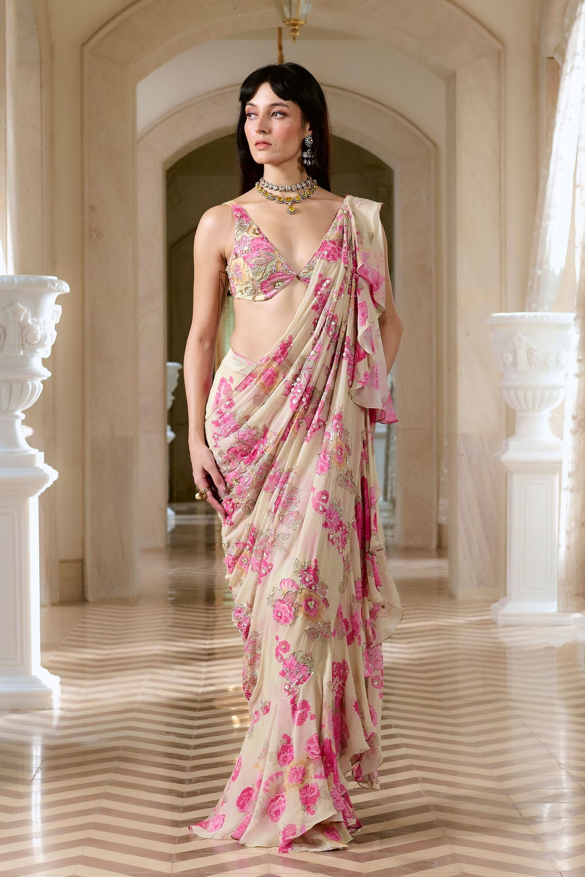 Elettra Pre-draped Saree Set