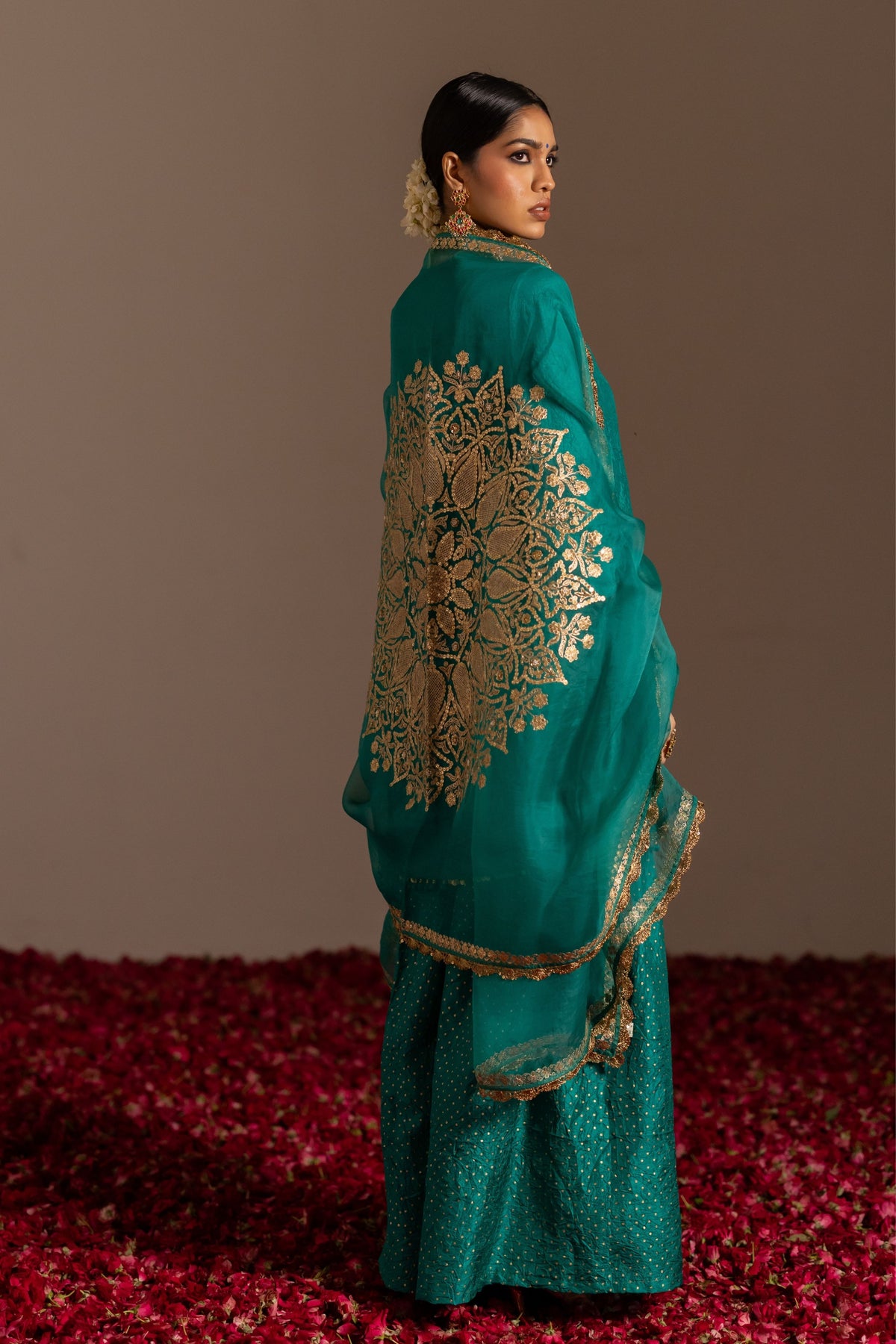 Round V-Neck Sharara Set
