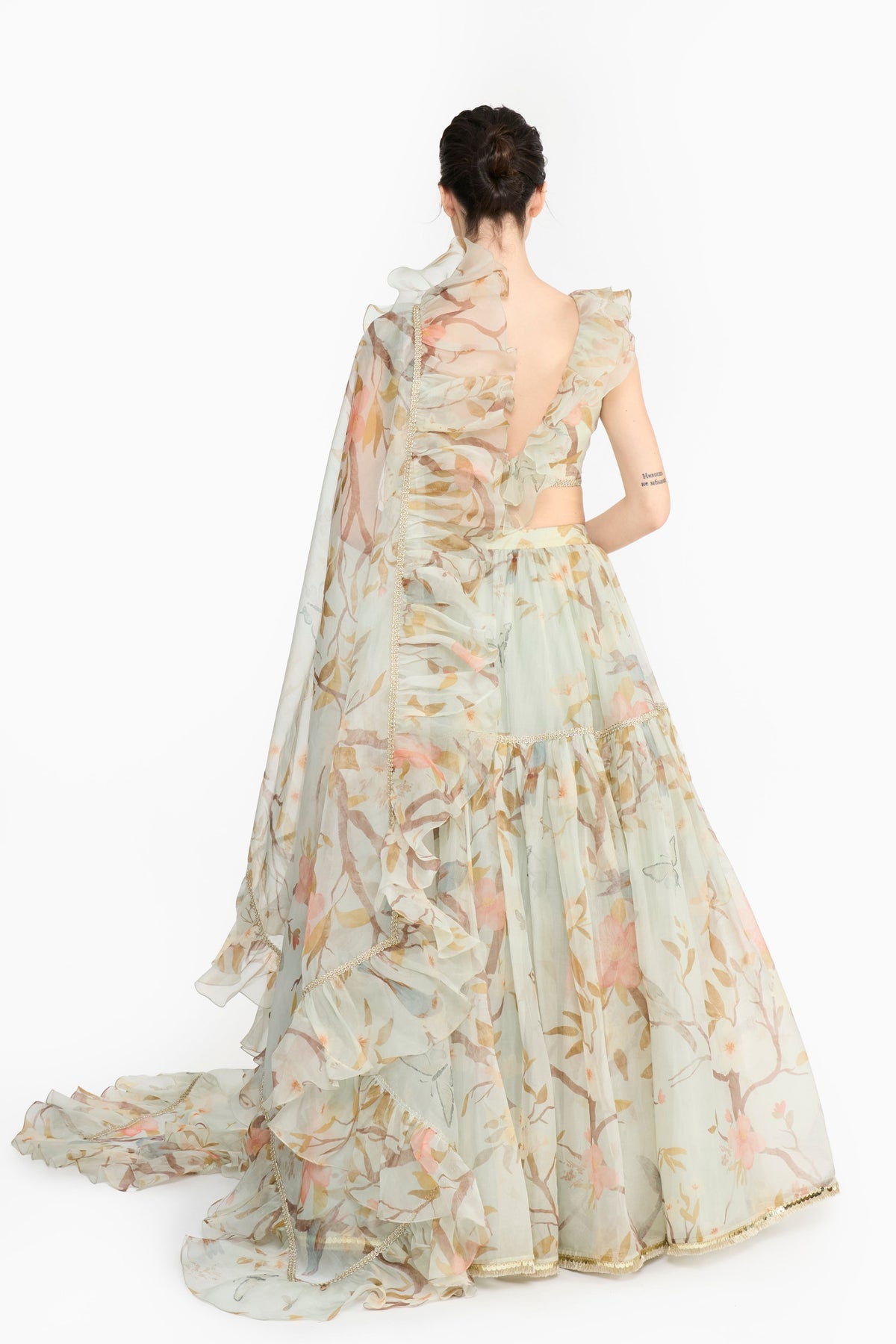 Light Teal Chinoiserie Lehenga Set
