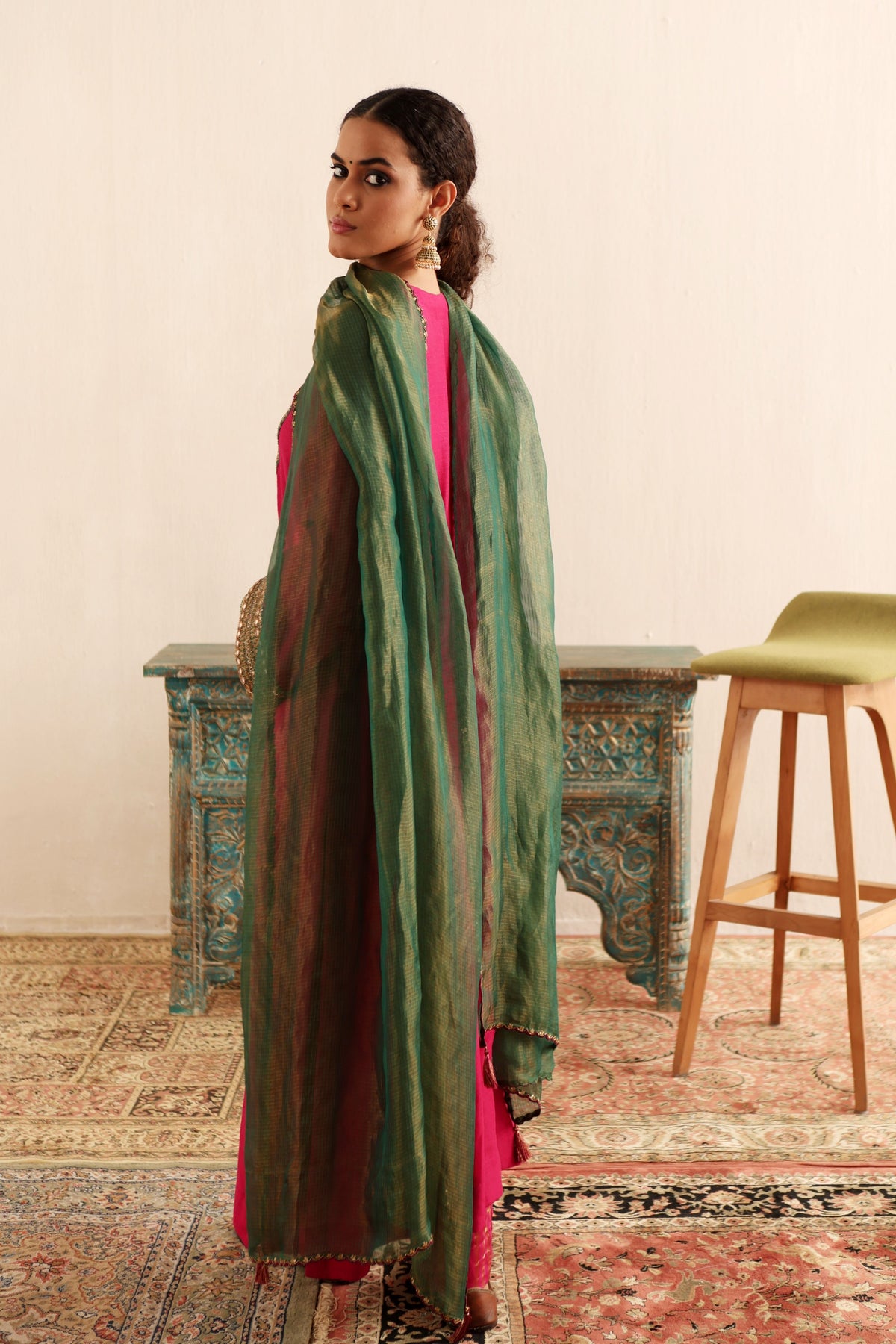 Rani Pink Embroidered Kurta Set