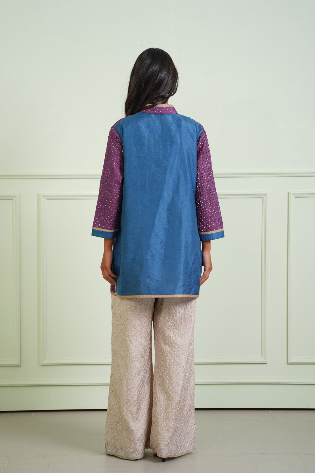 Beige Bandhani Crushed Pants