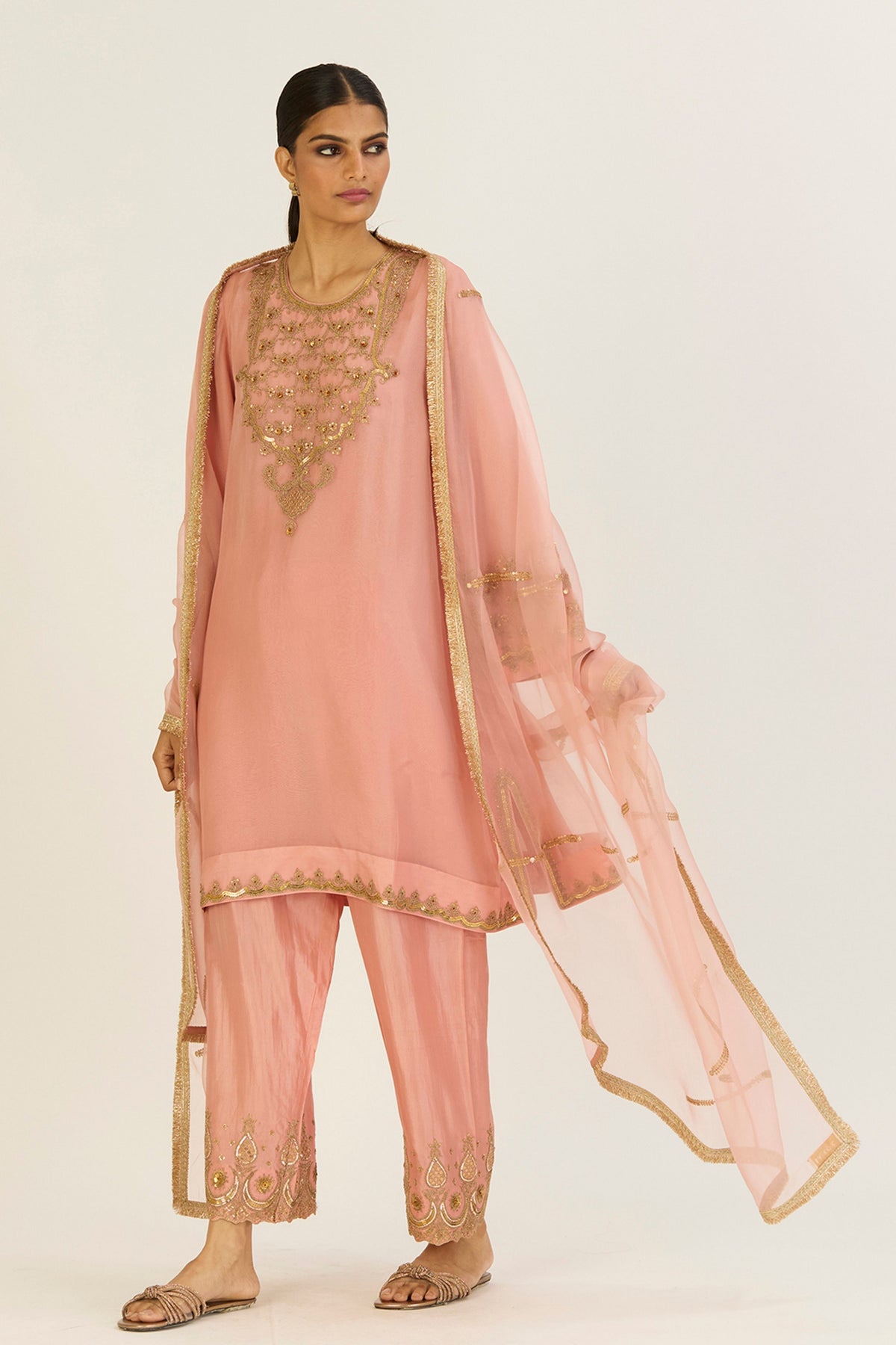 Alta Salmon Pink Kurta &amp; Pants