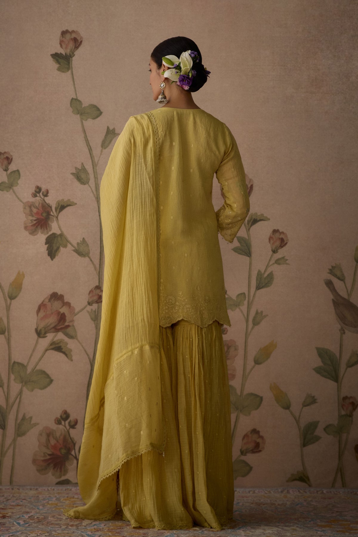 Lemon Yellow Scalloped Sharara Set