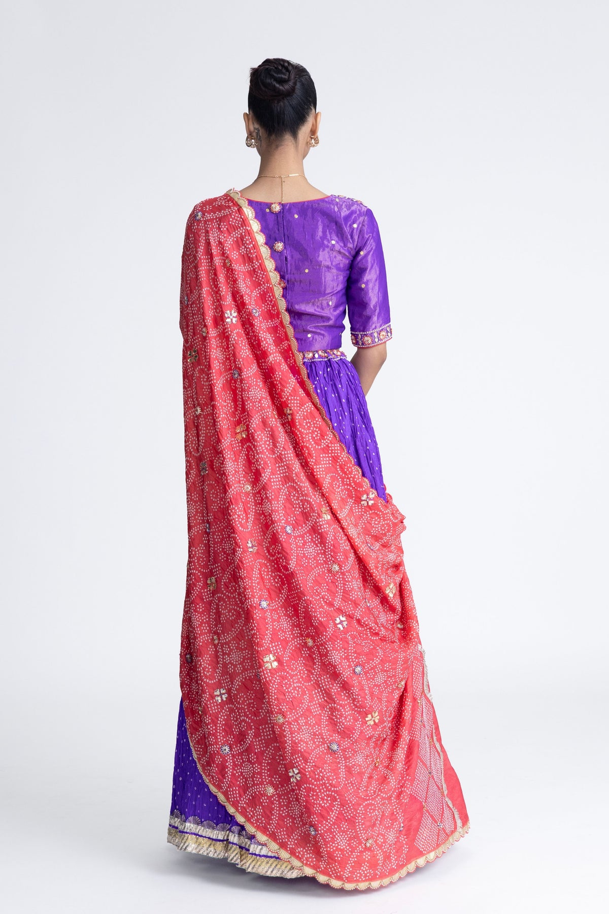 Purple Peach Crushed Lehenga