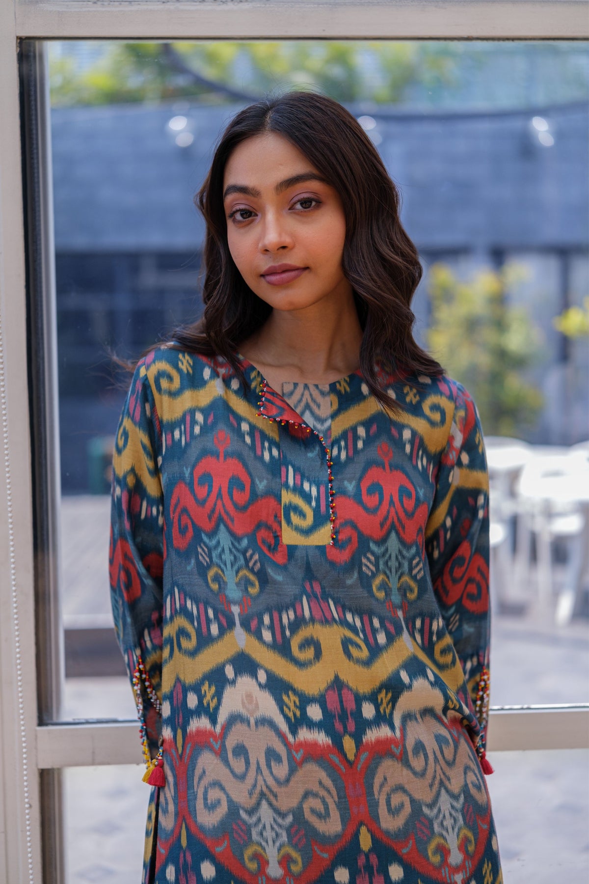 Multi Blue Ikat Kurta Set