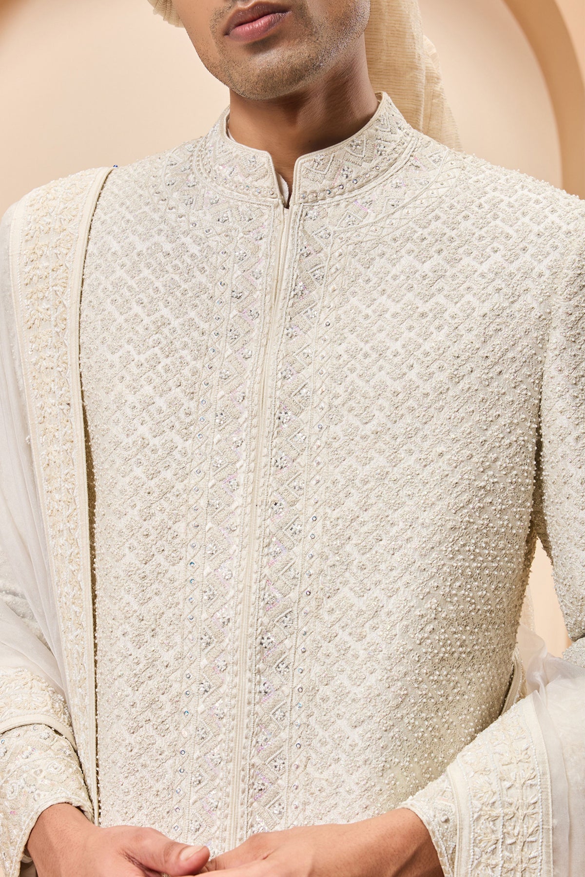 Rainbow Pearl Sherwani Set