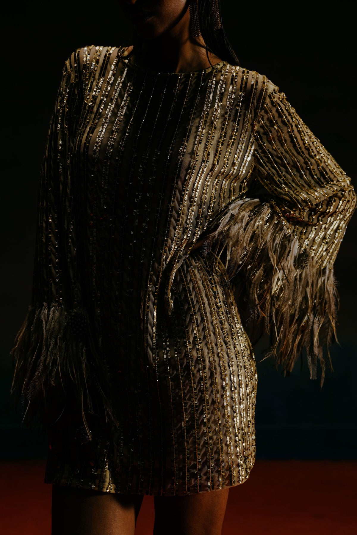 Bugle Beaded Gold Dress