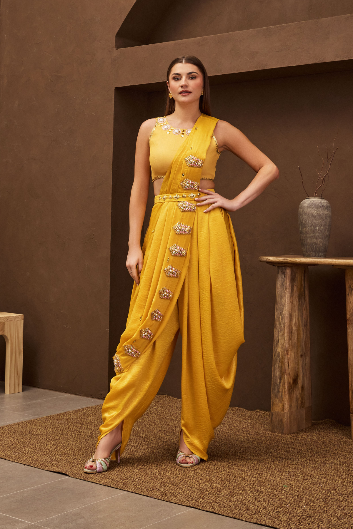 Sunflower Sangria Pre-stitched Saree